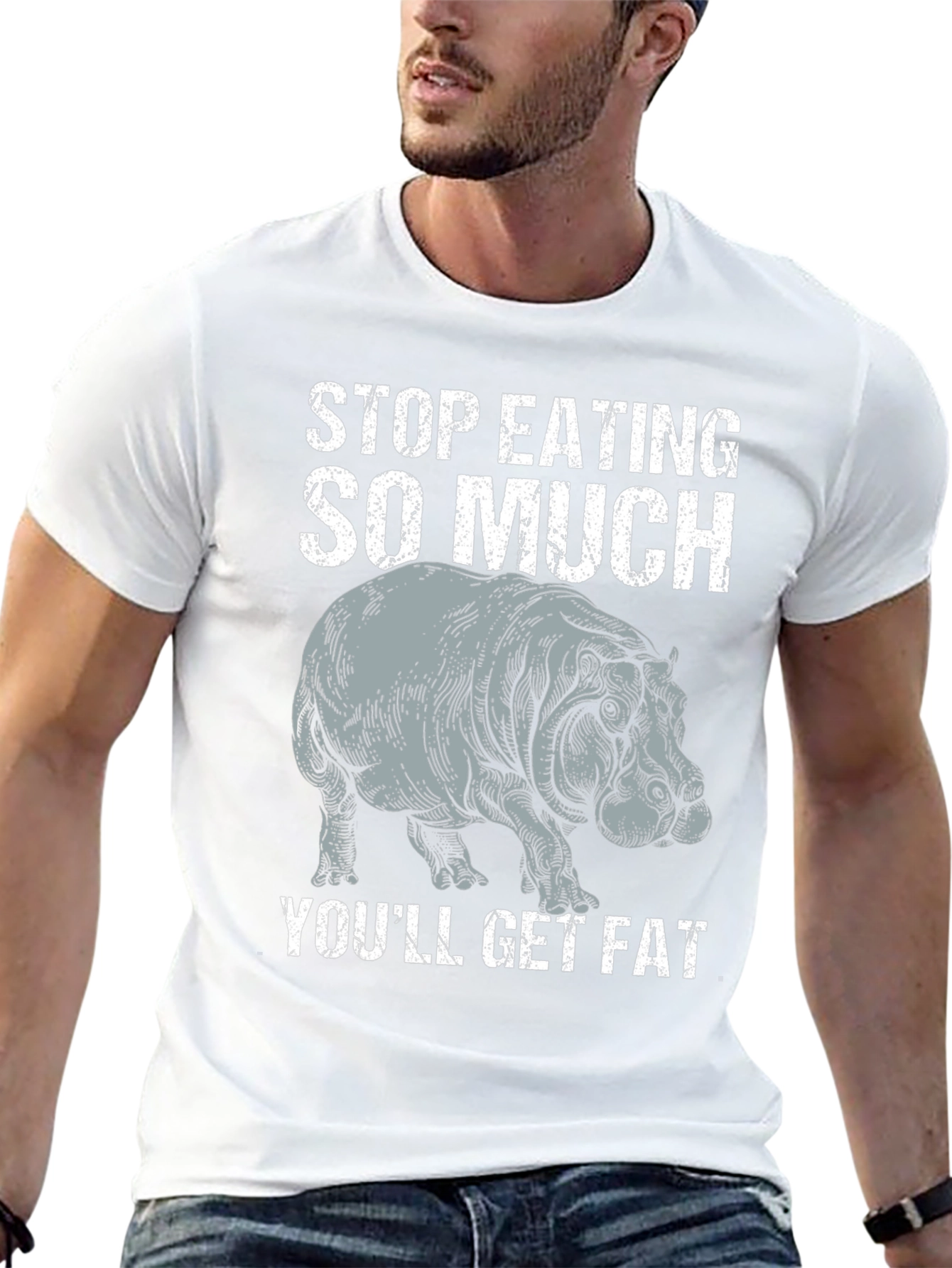 Stop Eating So Much Hippo Graphic T-Shirt