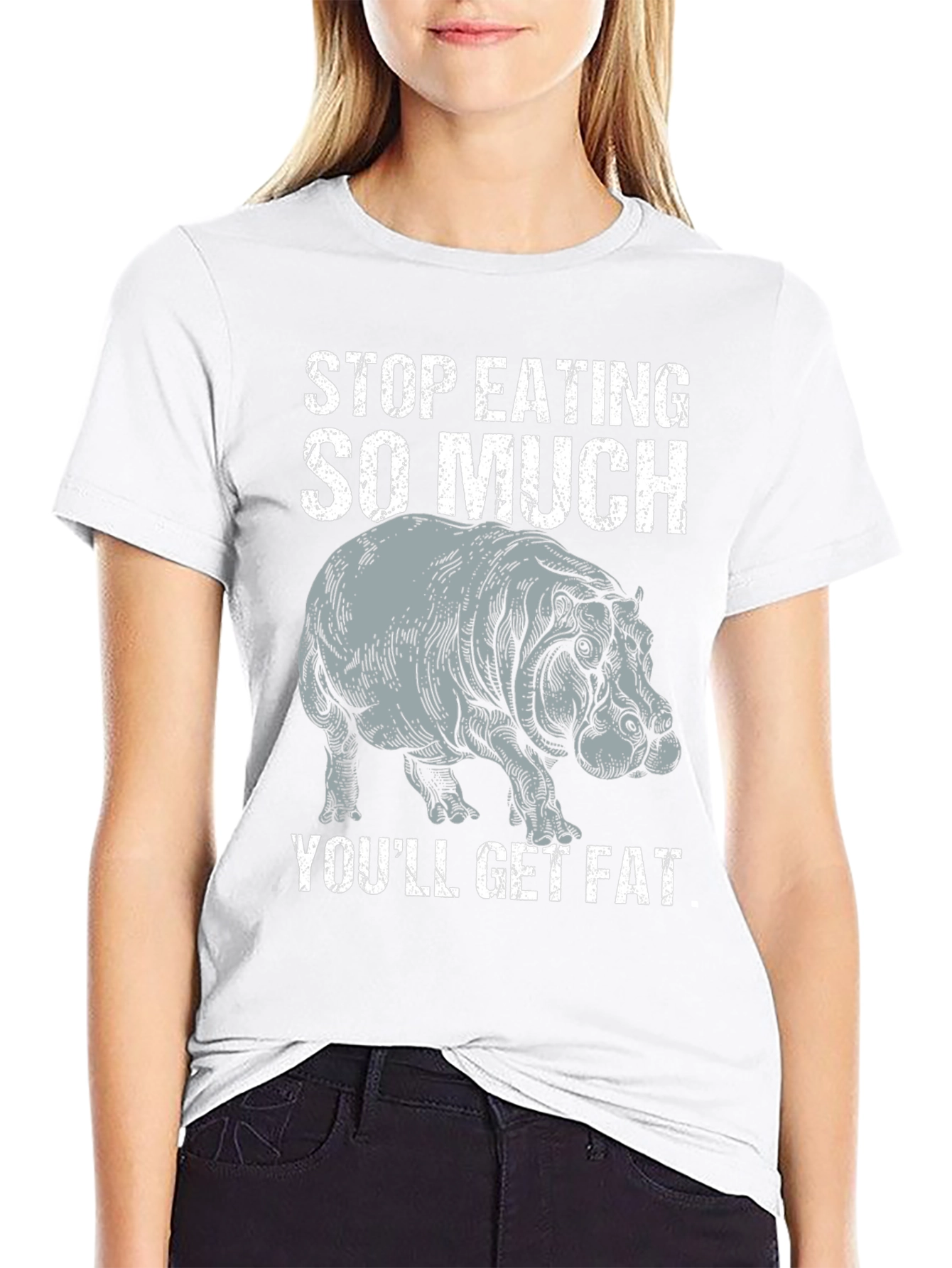 Stop Eating So Much Hippo Graphic T-Shirt