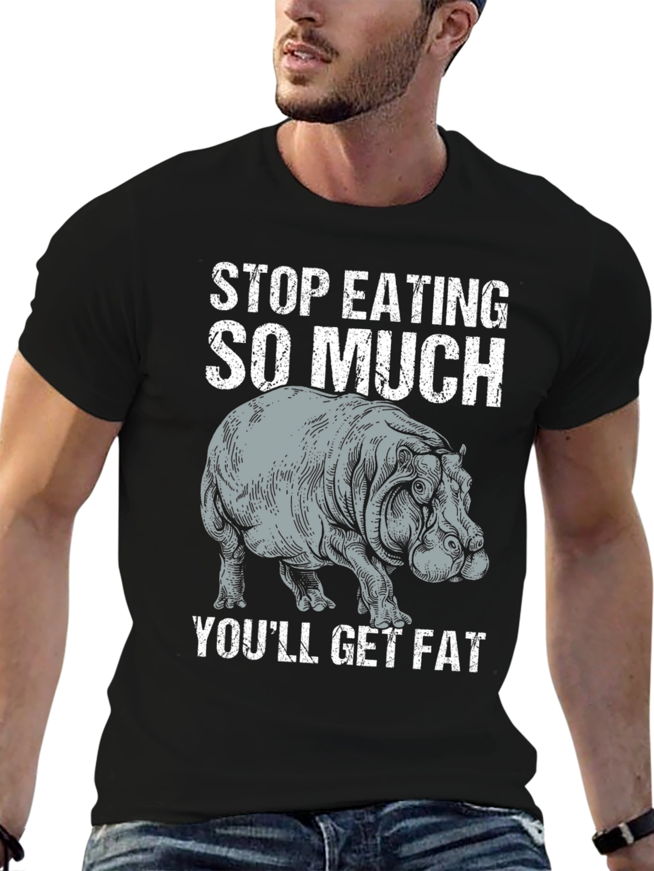 Stop Eating So Much Hippo Graphic T-Shirt