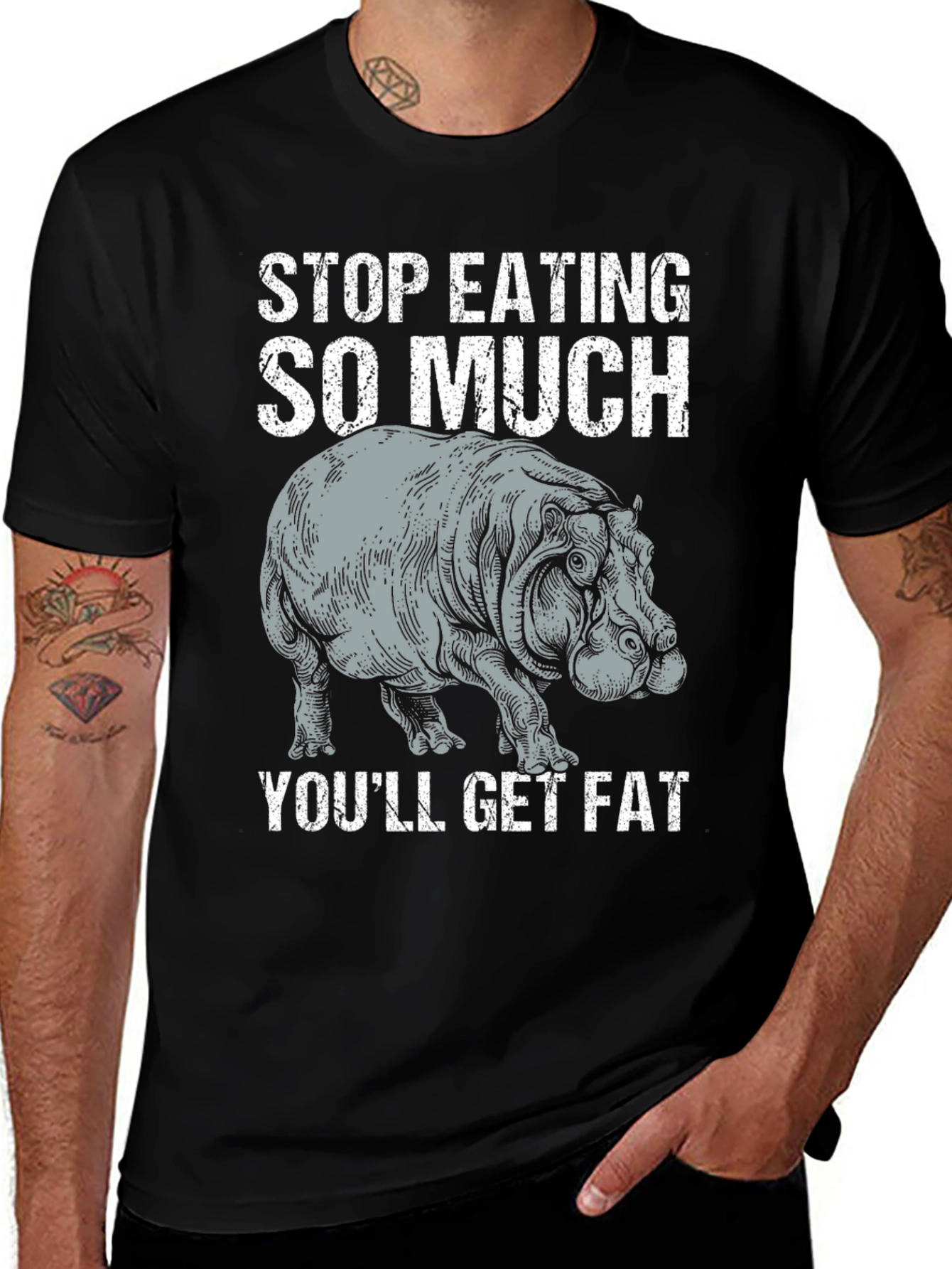 Stop Eating So Much Hippo Graphic T-Shirt