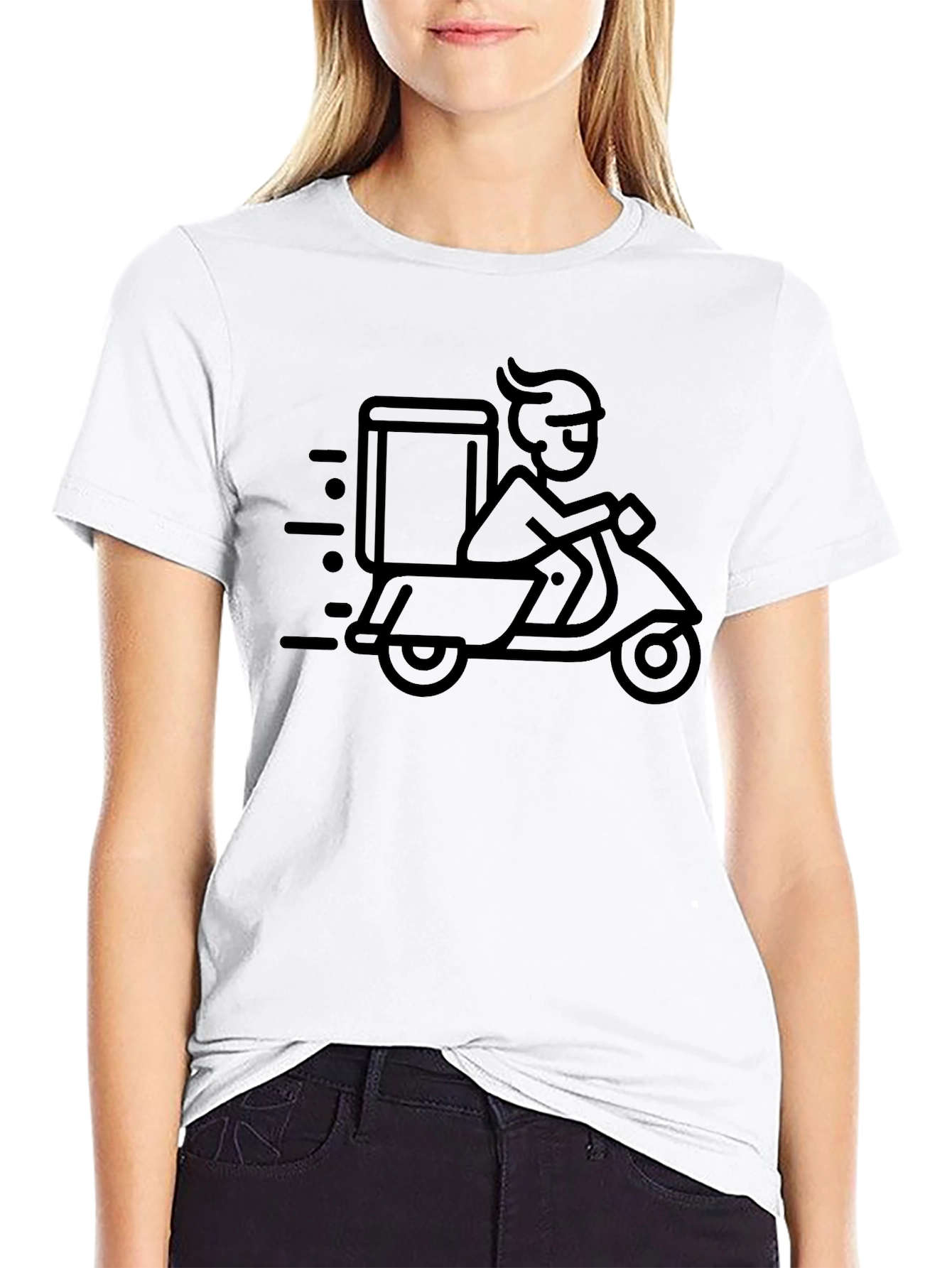 Black Delivery Scooter T-Shirt