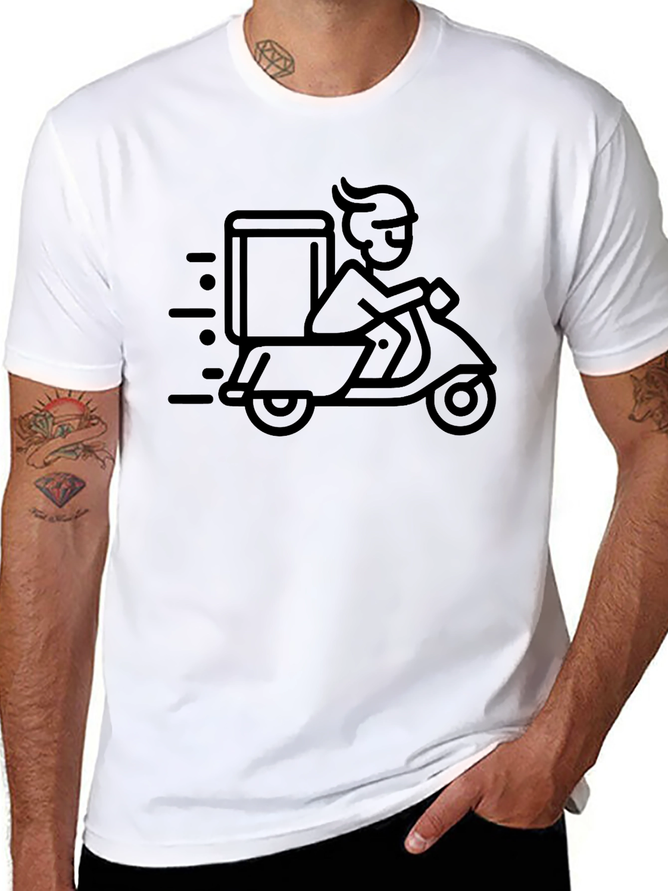 Black Delivery Scooter T-Shirt