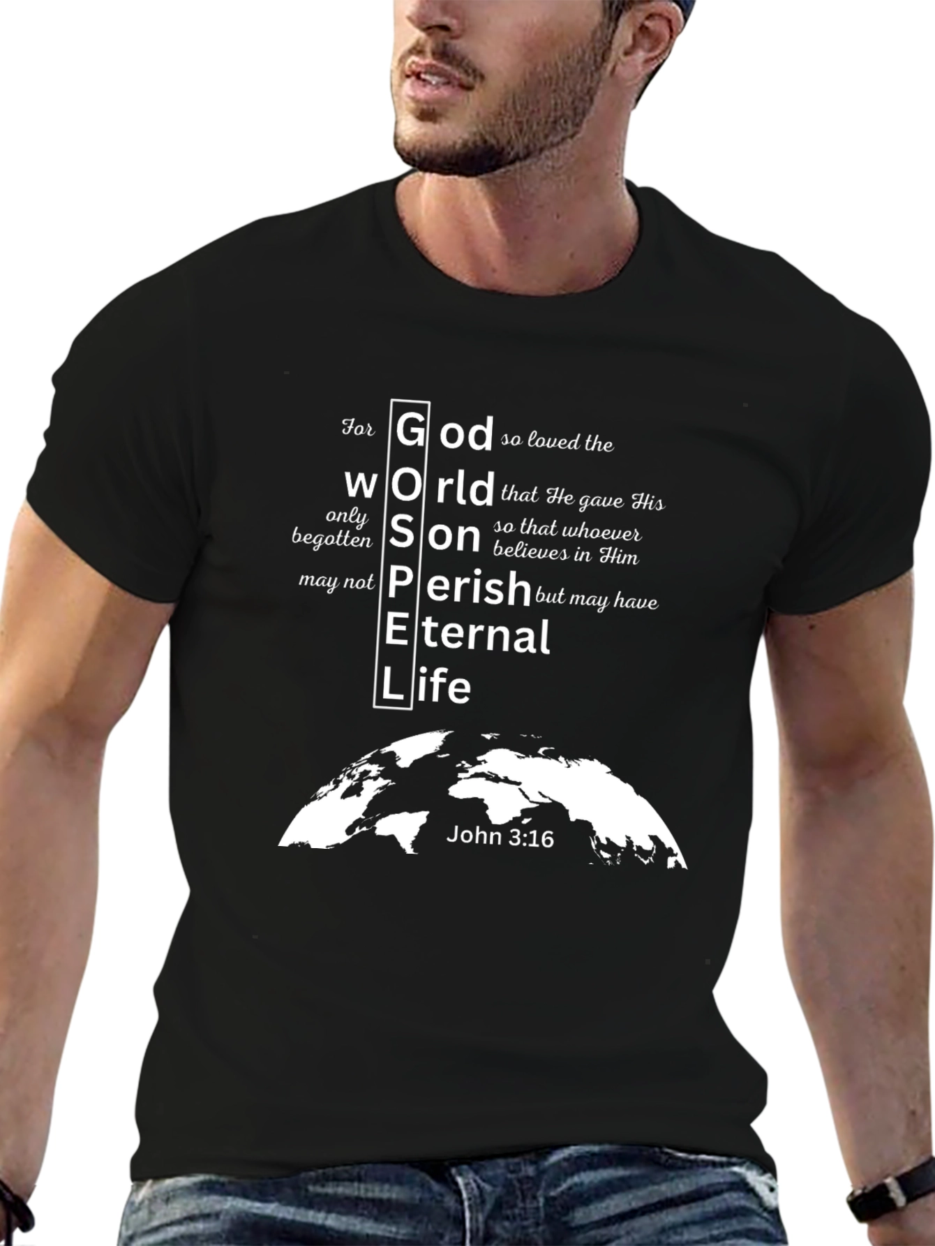 Faith-Based Black T-Shirt: Gospel Design