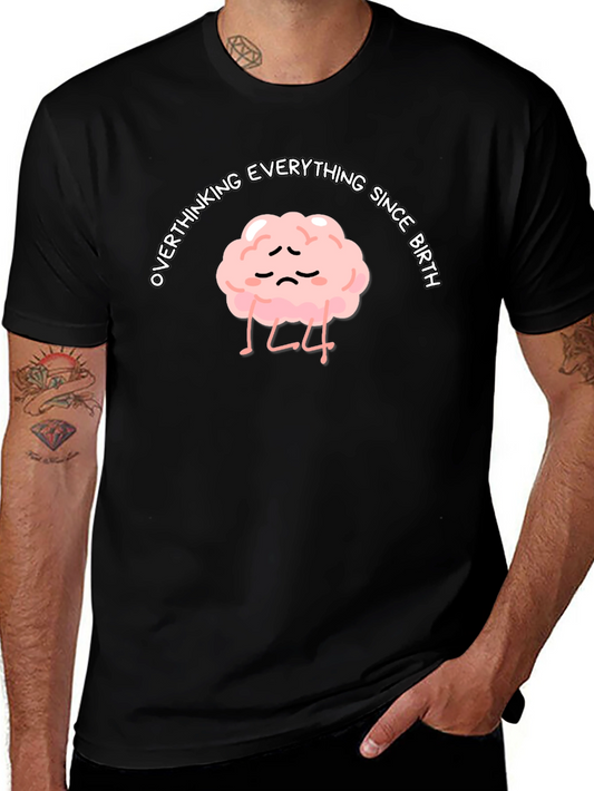 Overthinking Brain Graphic Tee - Unisex Black T-Shirt