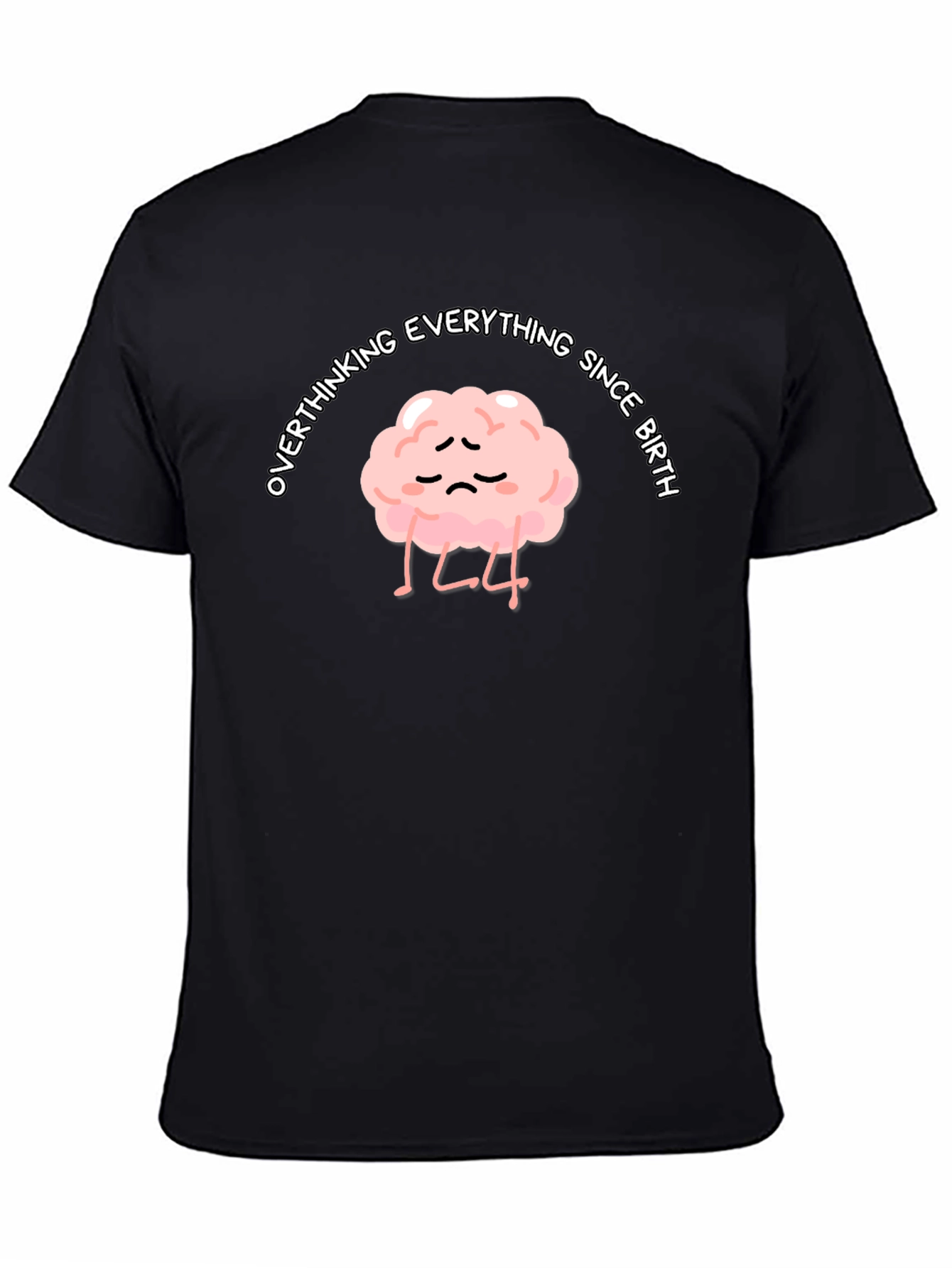 Overthinking Brain Graphic Tee - Unisex Black T-Shirt