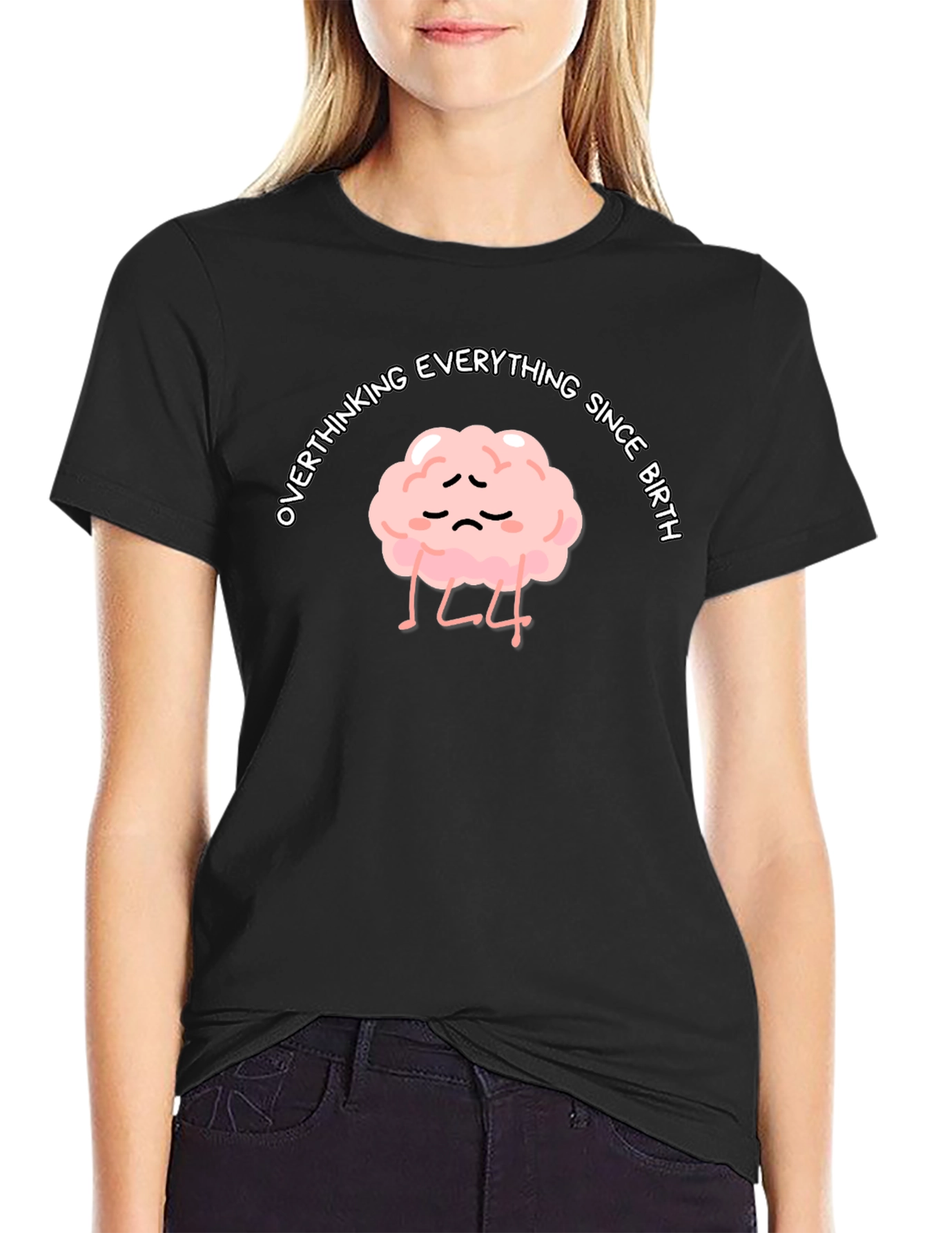 Overthinking Brain Graphic Tee - Unisex Black T-Shirt