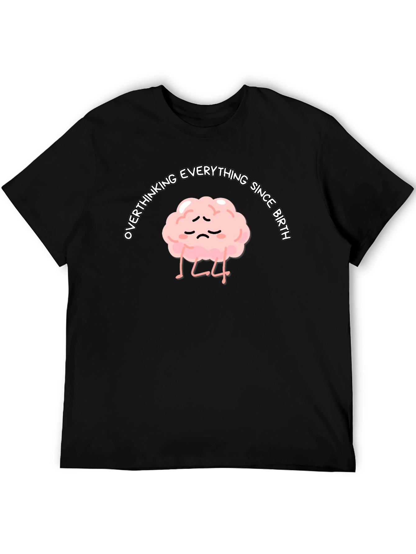 Overthinking Brain Graphic Tee - Unisex Black T-Shirt