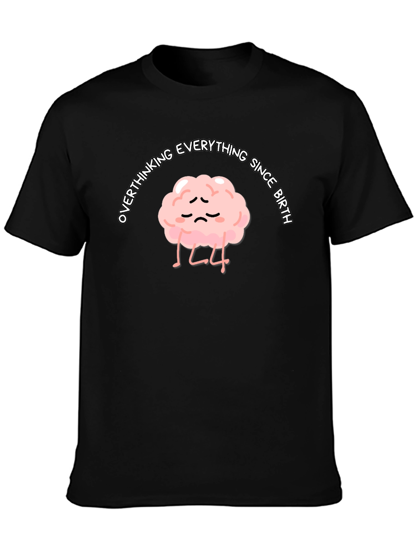 Overthinking Brain Graphic Tee - Unisex Black T-Shirt