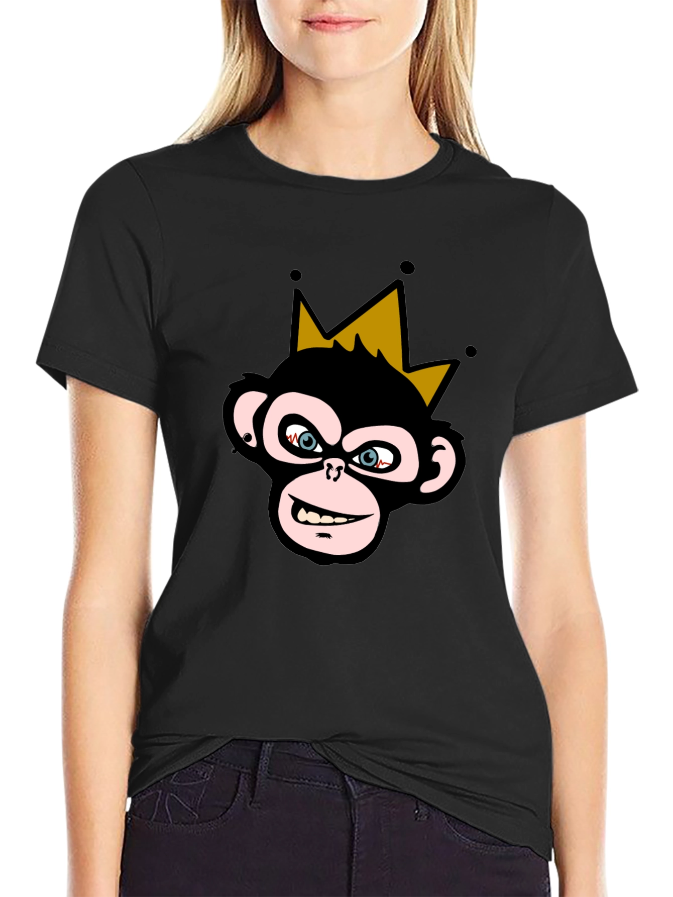King Monkey Graphic T-Shirt - Black Crew Neck Tee