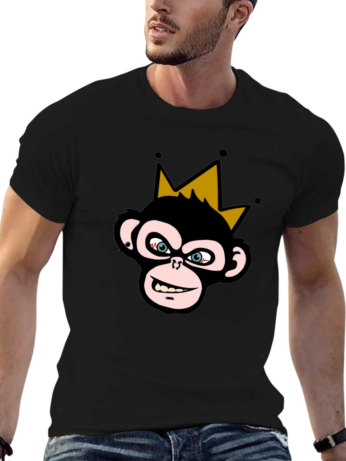King Monkey Graphic T-Shirt - Black Crew Neck Tee