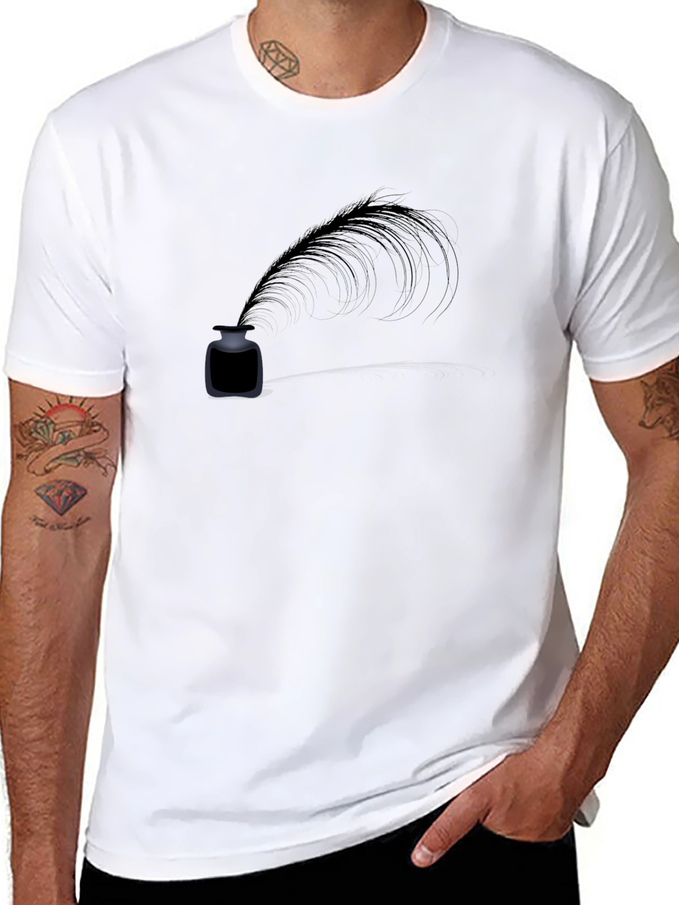Inkwell Feather Graphic T-Shirt