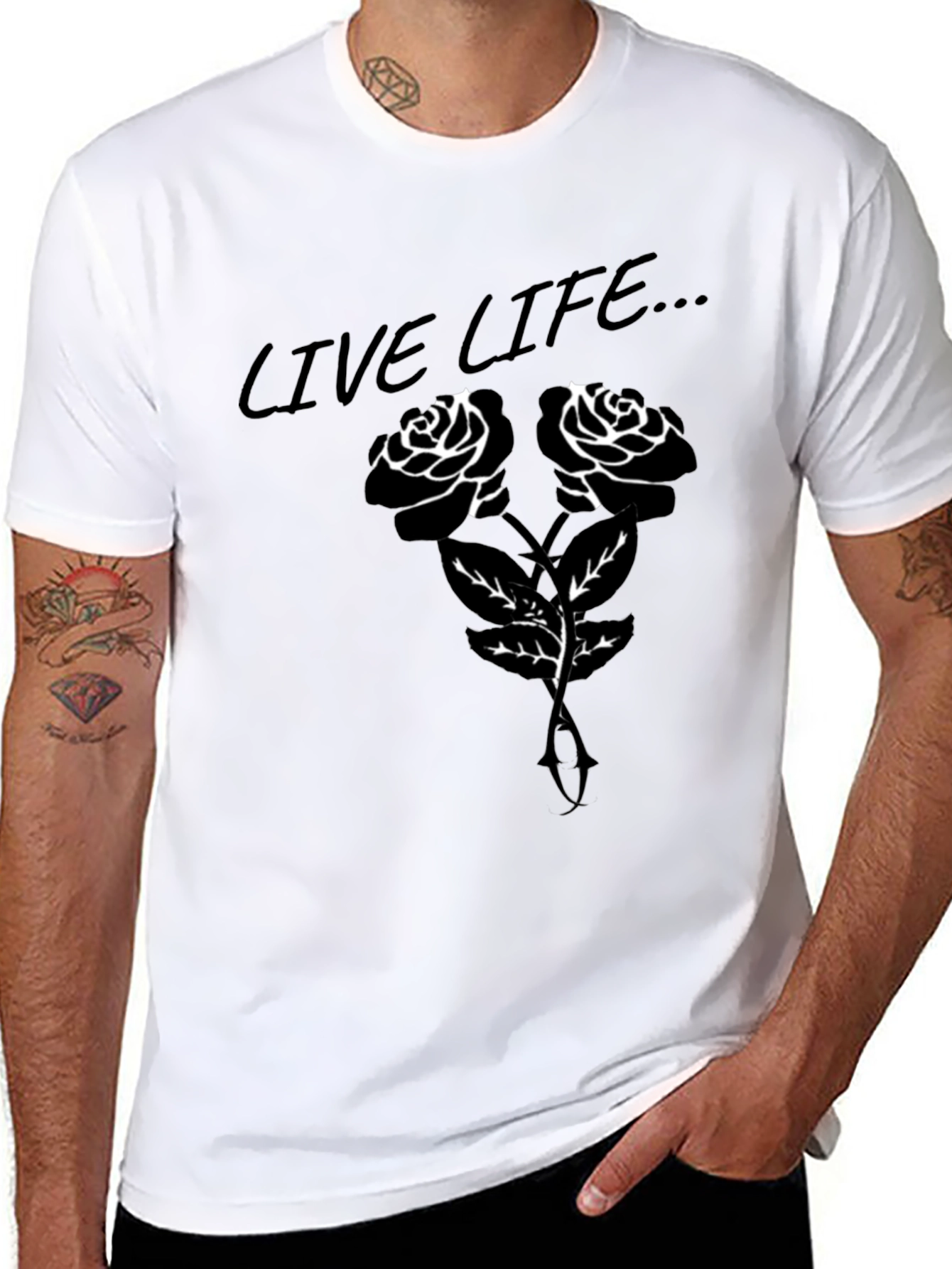 Live Life Rose Graphic T-Shirt