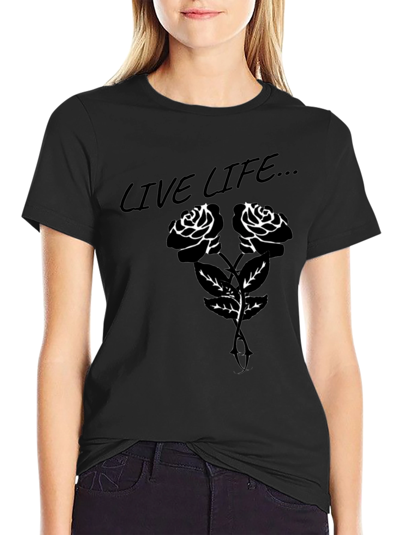 Live Life Rose Graphic T-Shirt