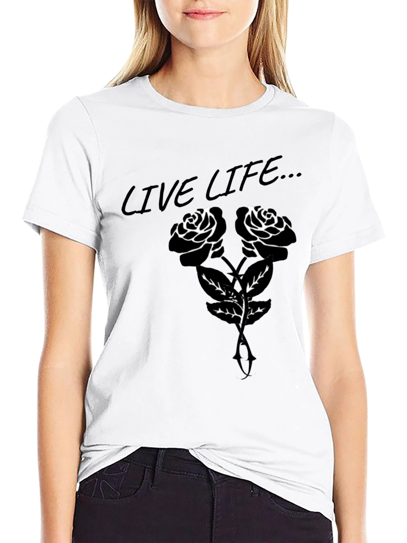 Live Life Rose Graphic T-Shirt