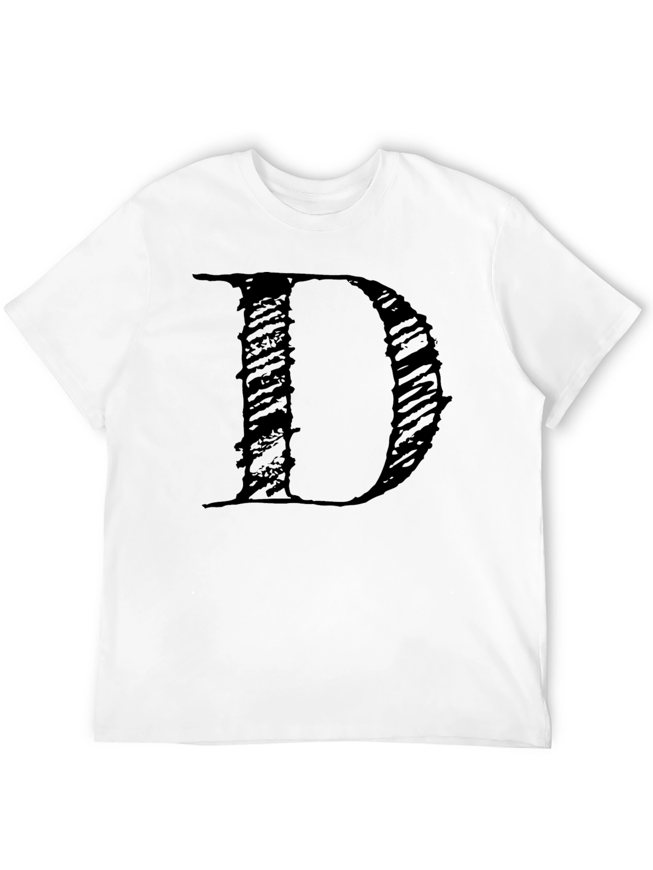Letter D Black T-Shirt - Stylish Graphic Tee