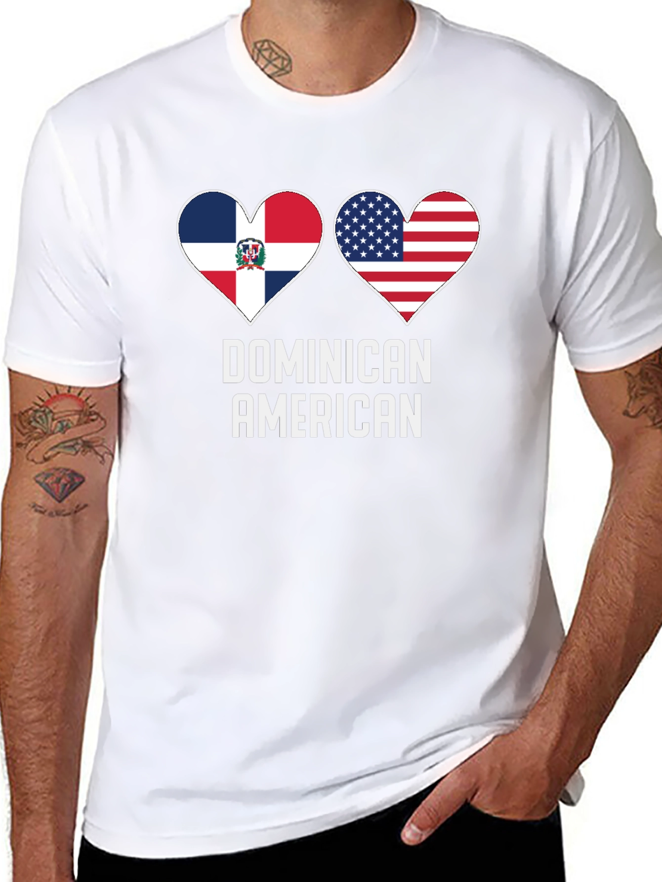 Dominican American Flag Heart T-Shirt