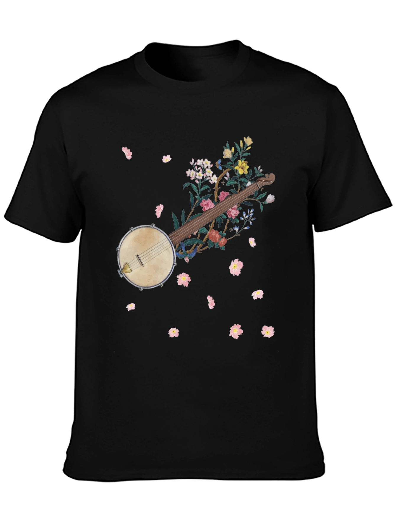 Floral Banjo Graphic Tee - Musicians Style