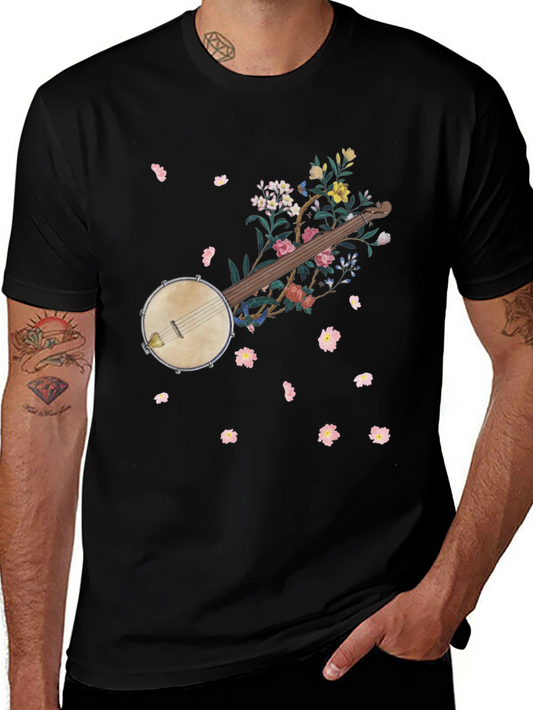 Floral Banjo Graphic Tee - Musicians Style