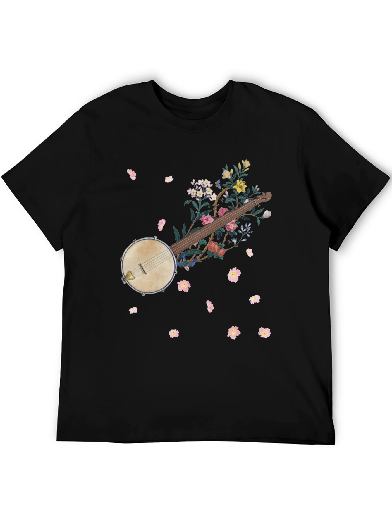 Floral Banjo Graphic Tee - Musicians Style