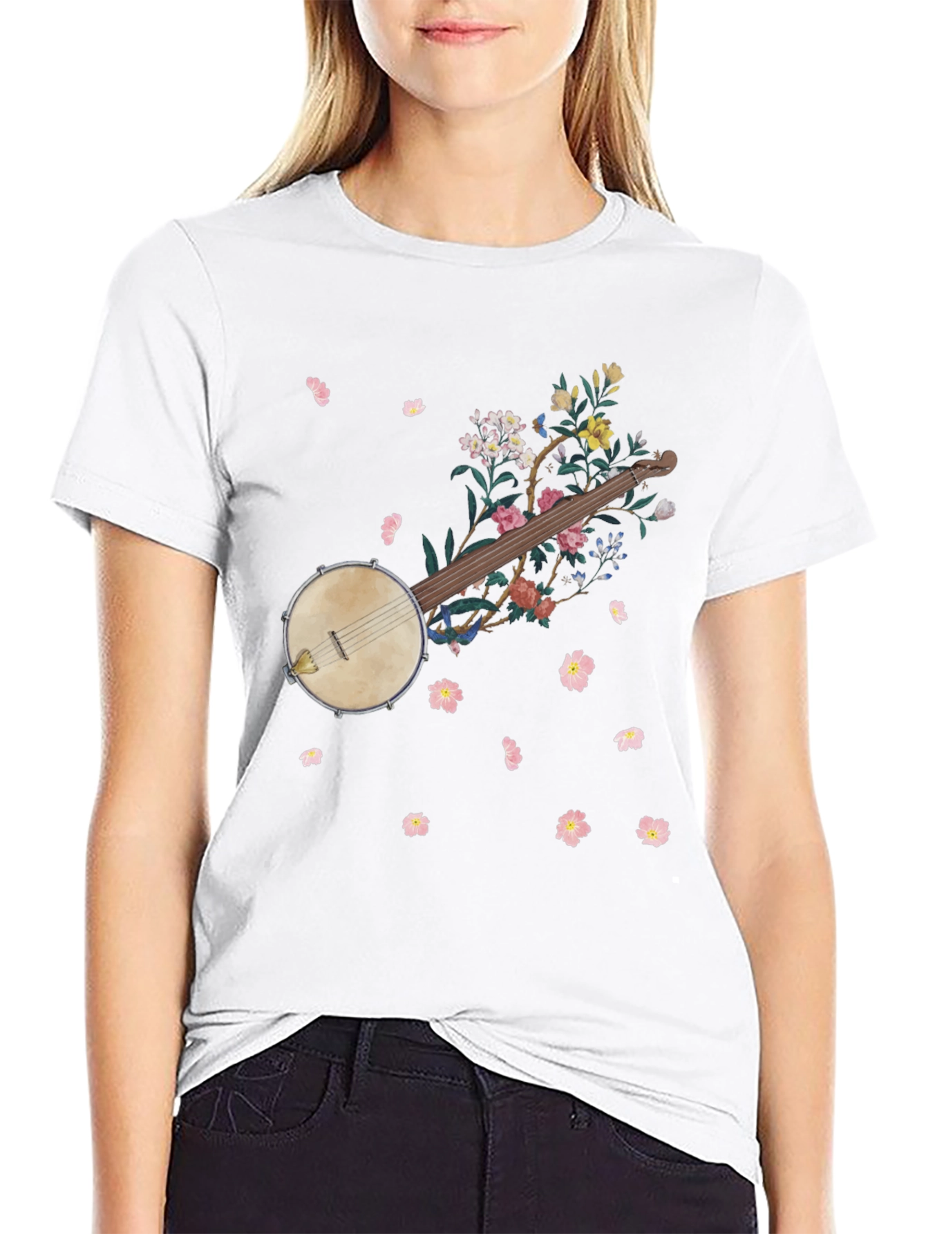 Floral Banjo Graphic Tee - Musicians Style