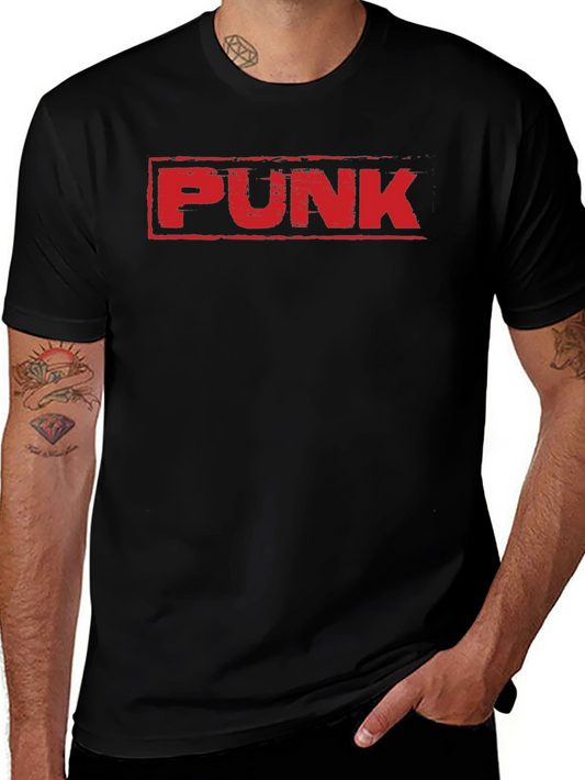 Punk Graphic T-Shirt - Bold Red Print on Black