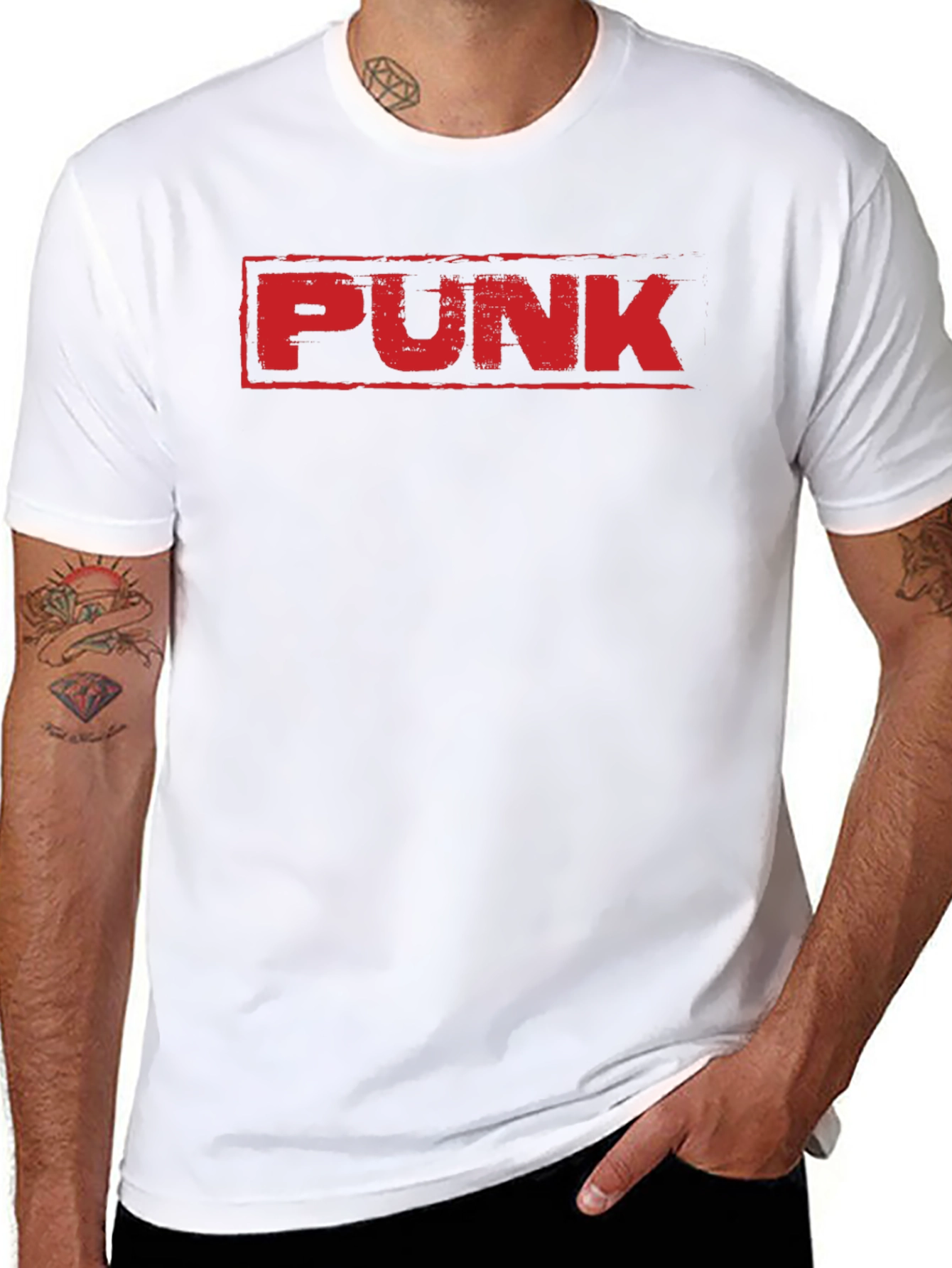 Punk Graphic T-Shirt - Bold Red Print on Black