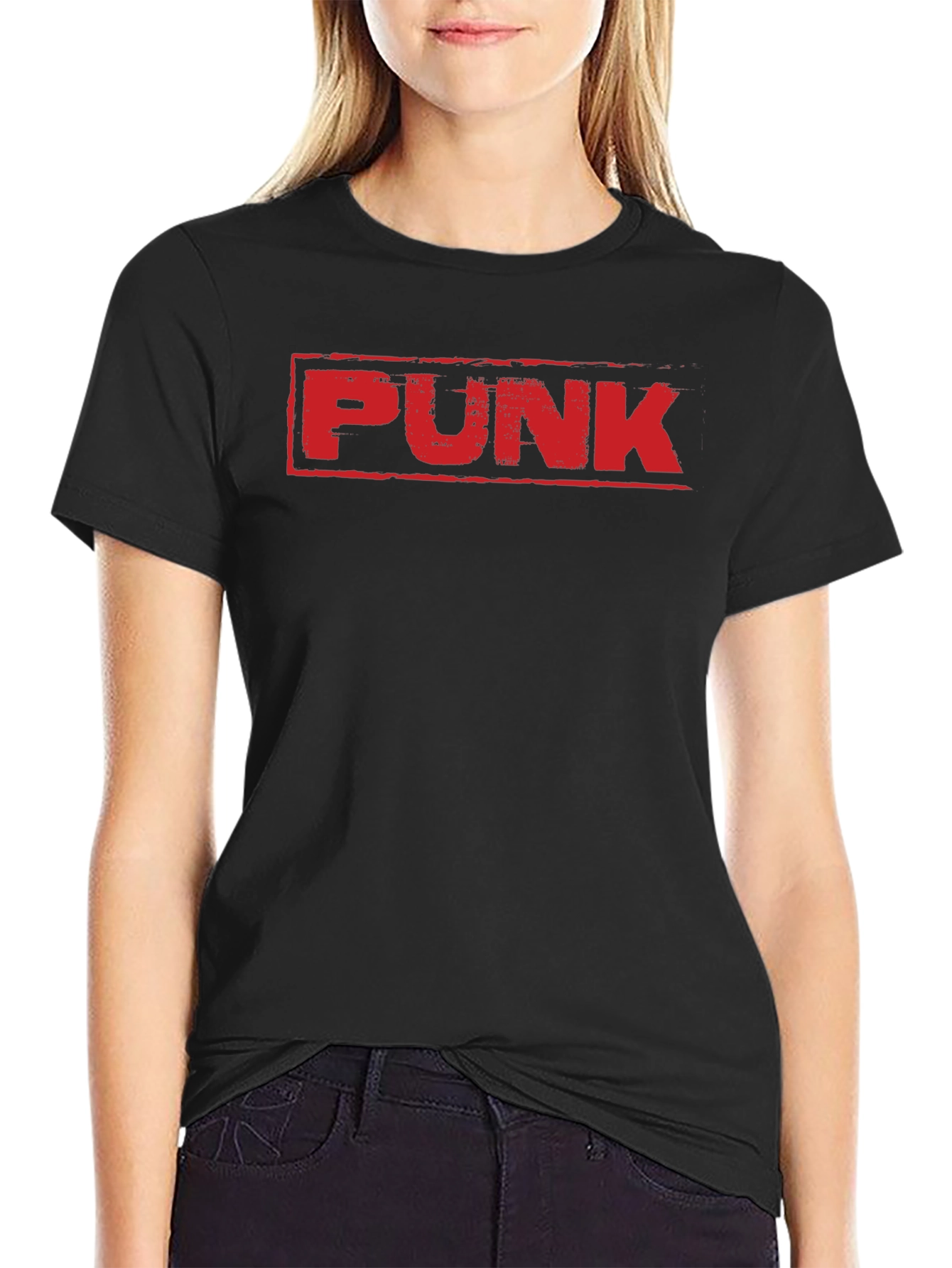 Punk Graphic T-Shirt - Bold Red Print on Black