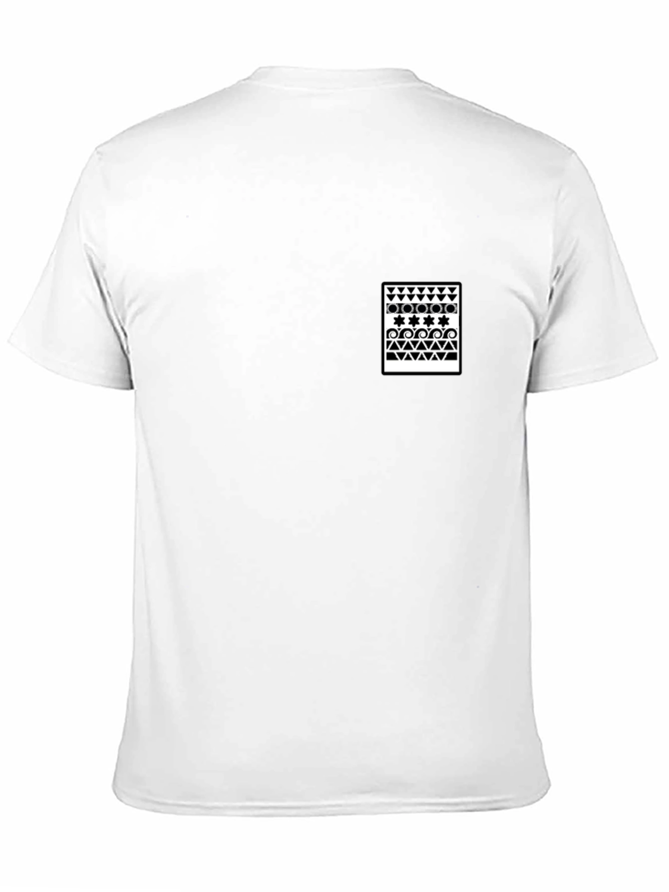 Black T-Shirt with Geometric Print Pocket