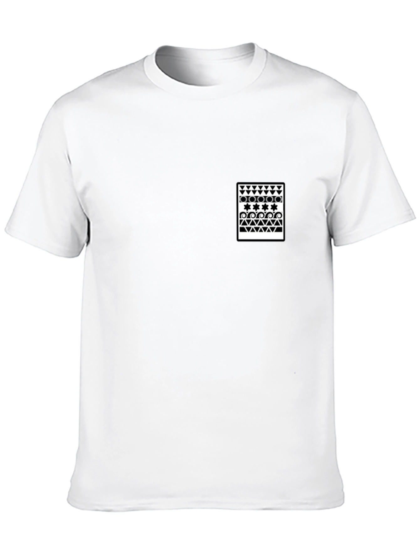 Black T-Shirt with Geometric Print Pocket