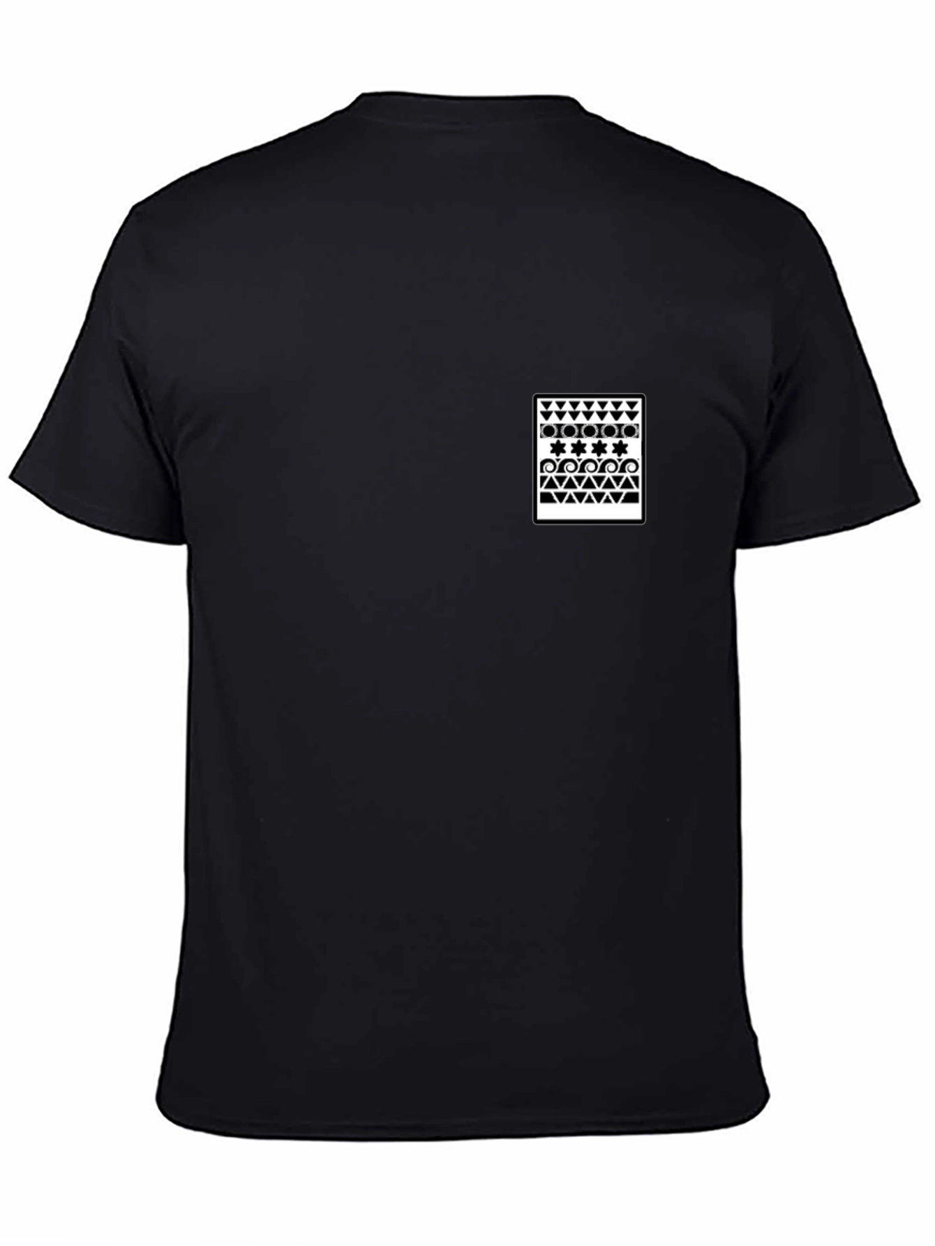 Black T-Shirt with Geometric Print Pocket