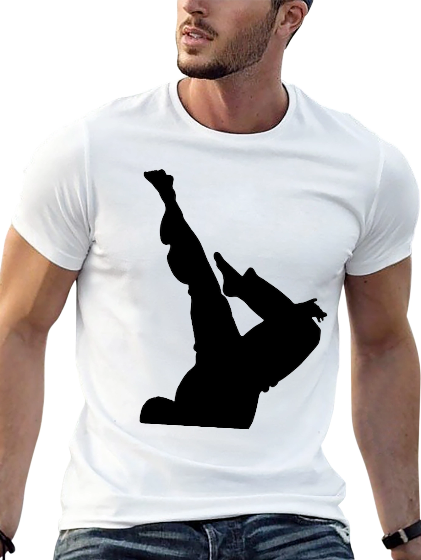 Mens Black T-Shirt with Acrobat Silhouette