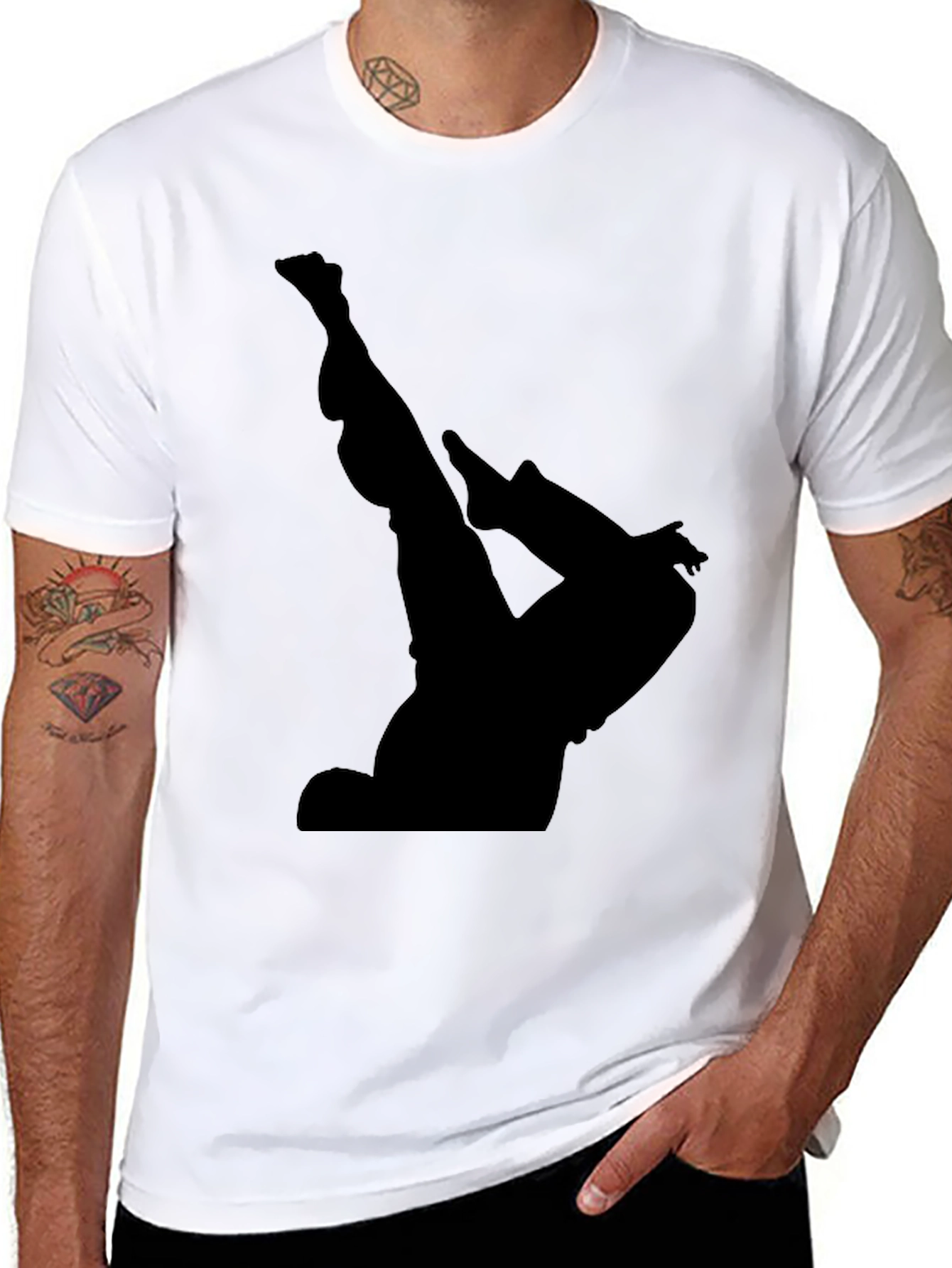 Mens Black T-Shirt with Acrobat Silhouette