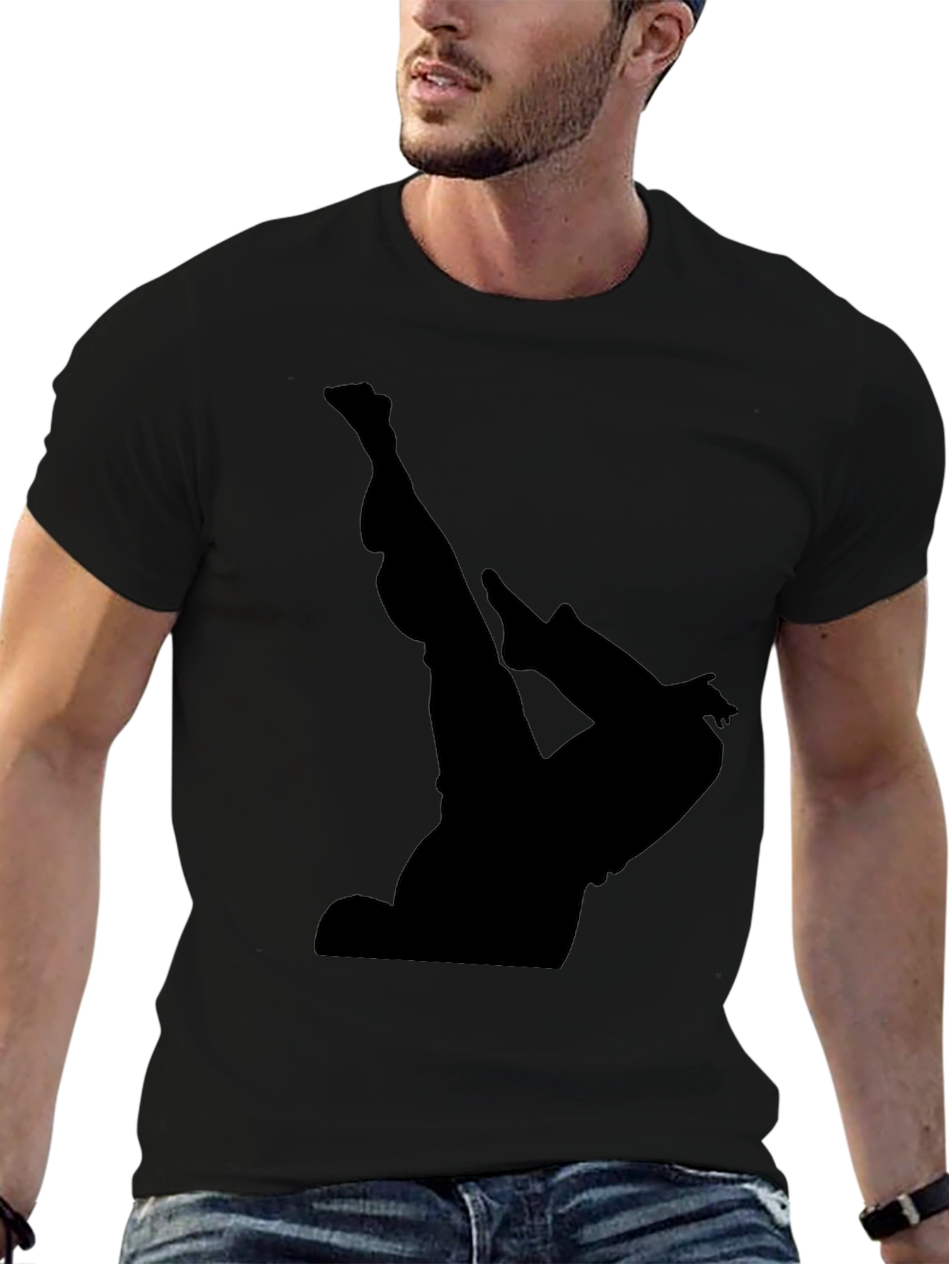 Mens Black T-Shirt with Acrobat Silhouette
