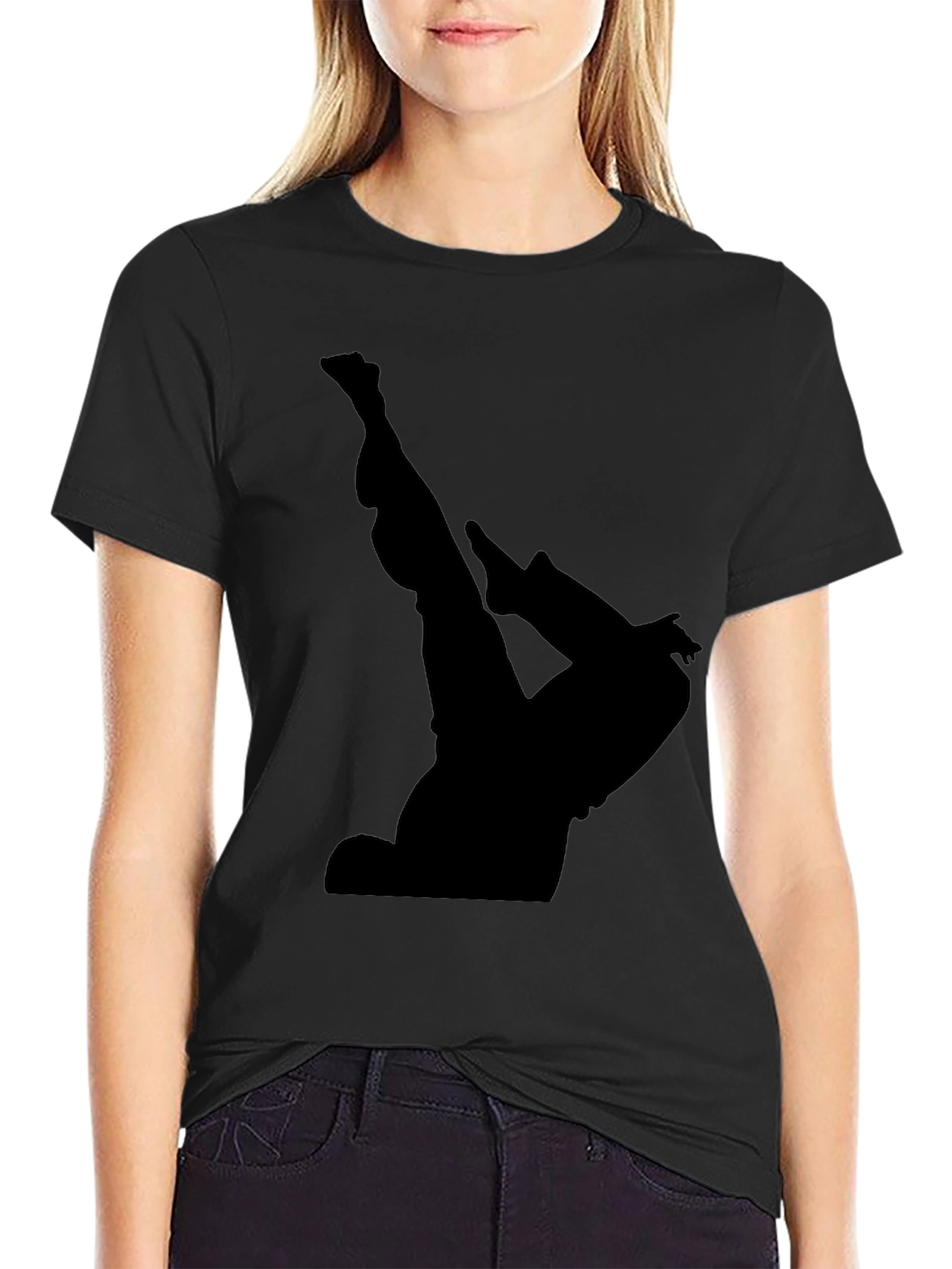 Mens Black T-Shirt with Acrobat Silhouette