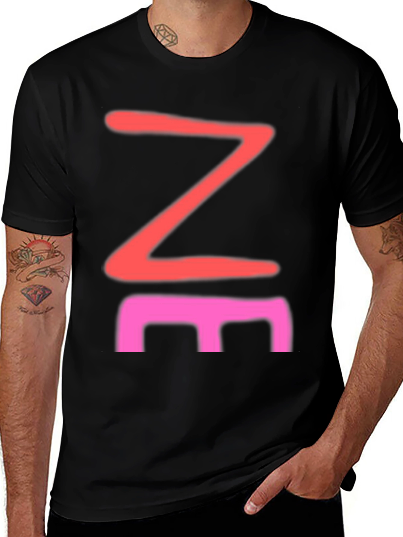 Abstract Graphic Tee - Black Cotton Blend