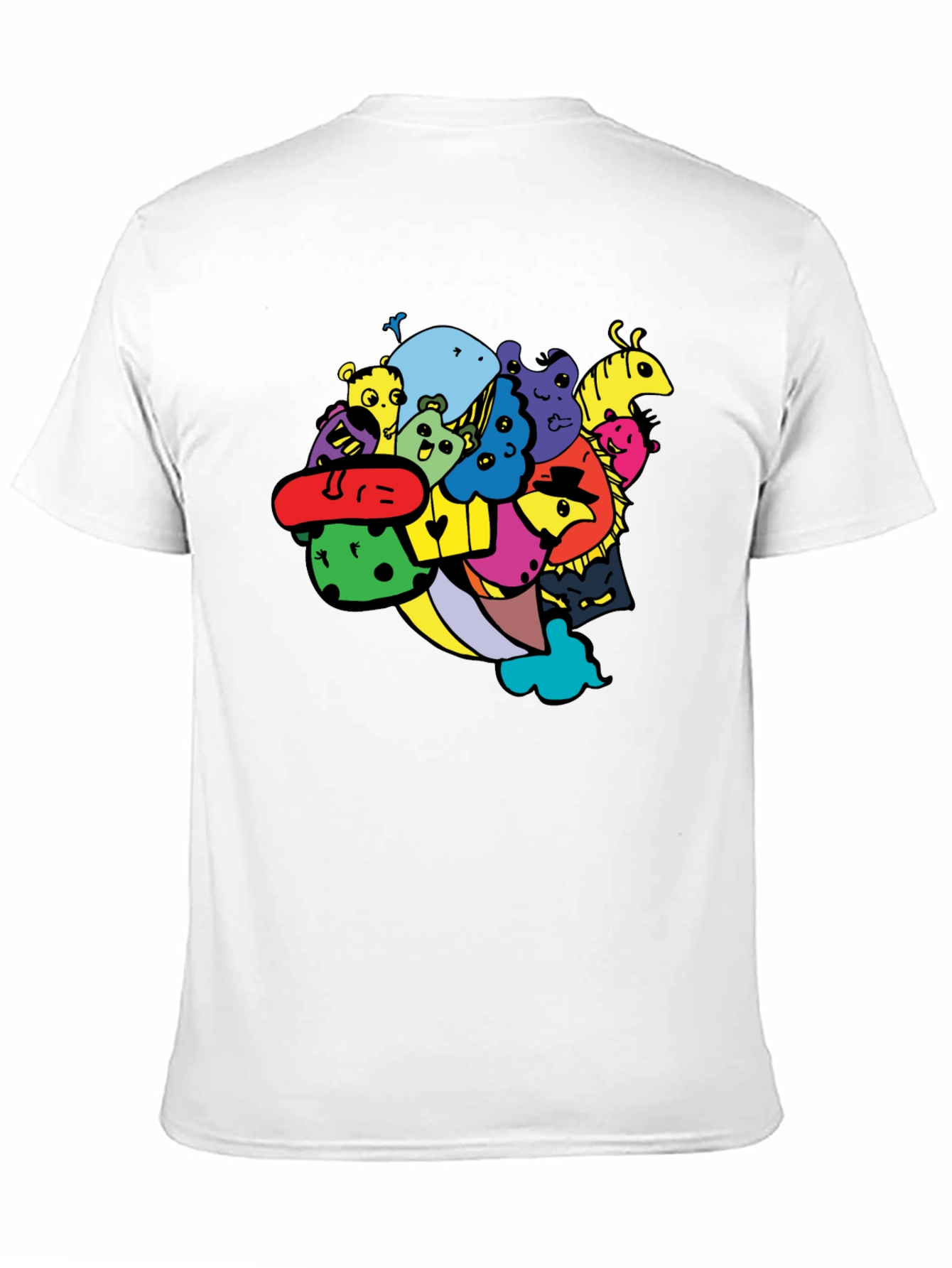 Fun Cartoon Doodle Graphic Black T-Shirt