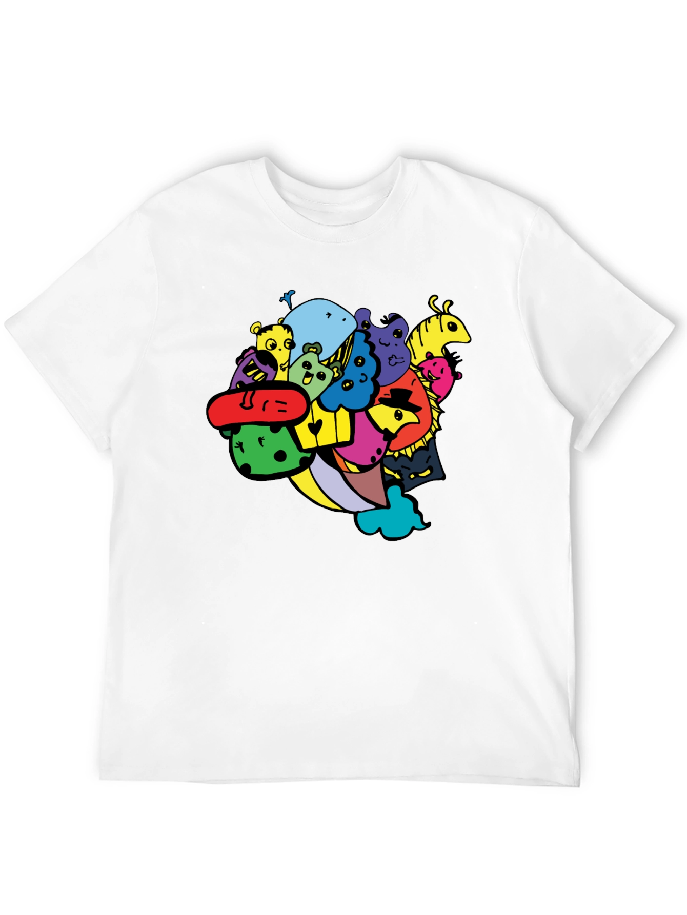 Fun Cartoon Doodle Graphic Black T-Shirt