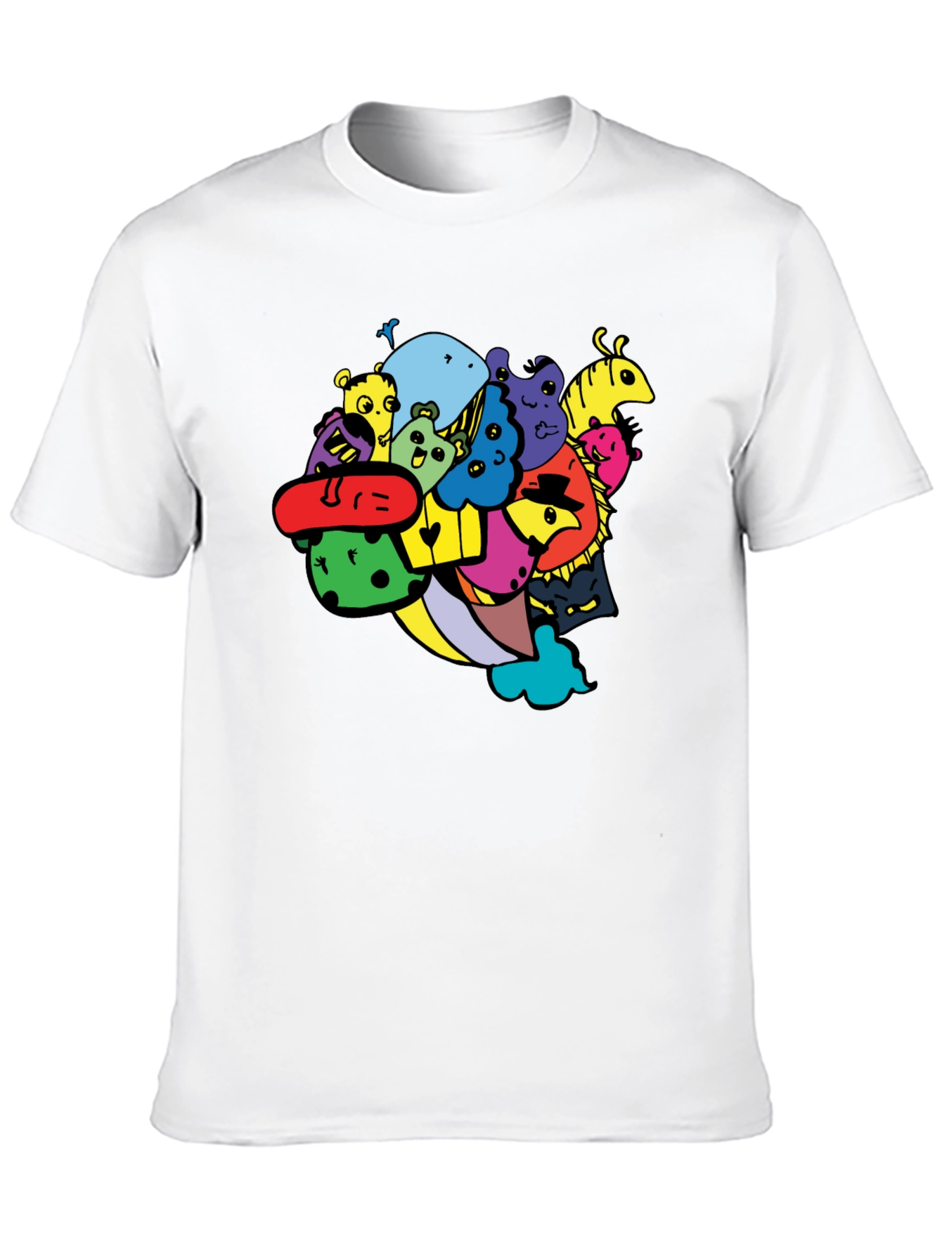 Fun Cartoon Doodle Graphic Black T-Shirt