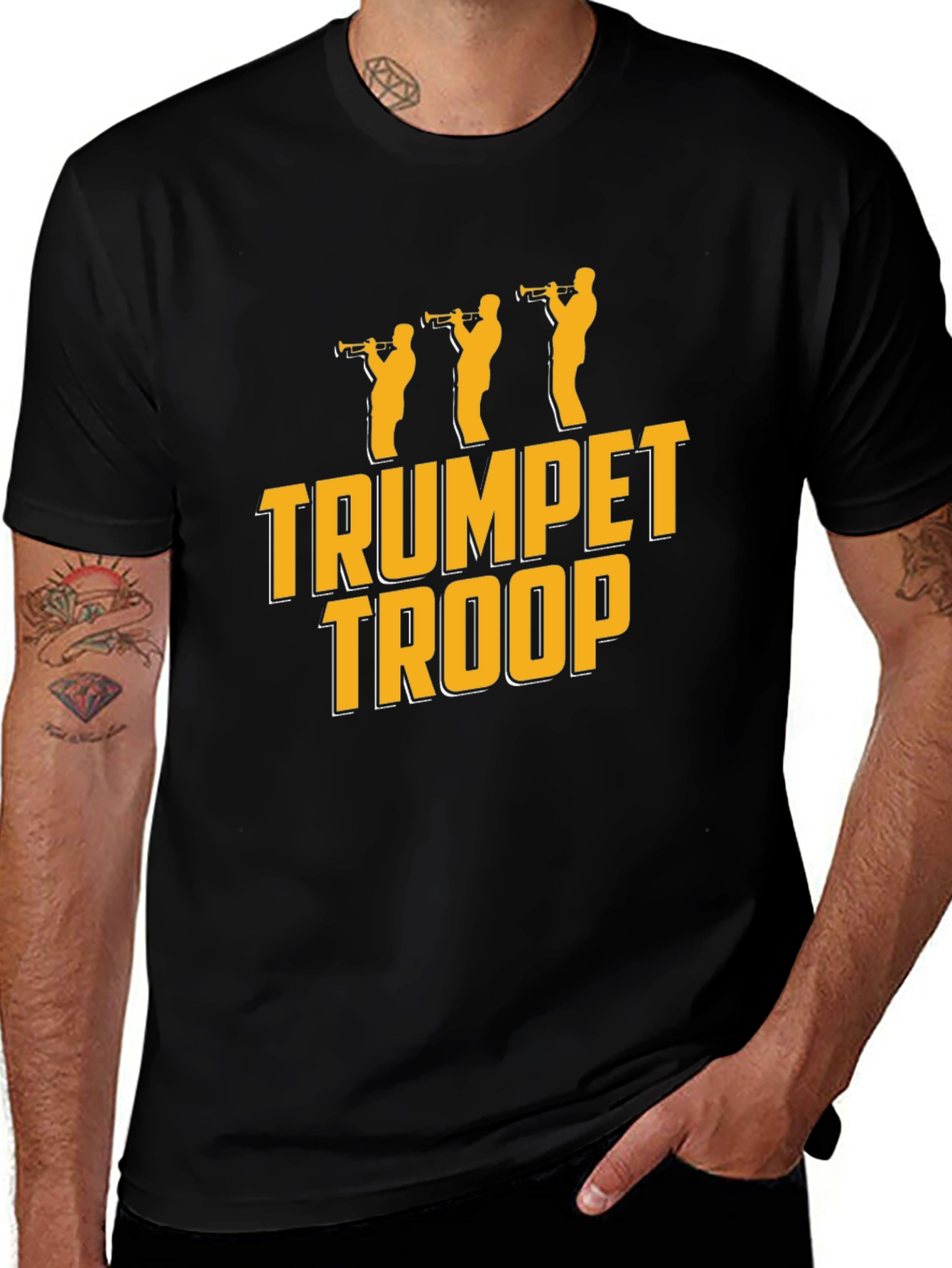 Trumpet Troop Black Graphic T-Shirt