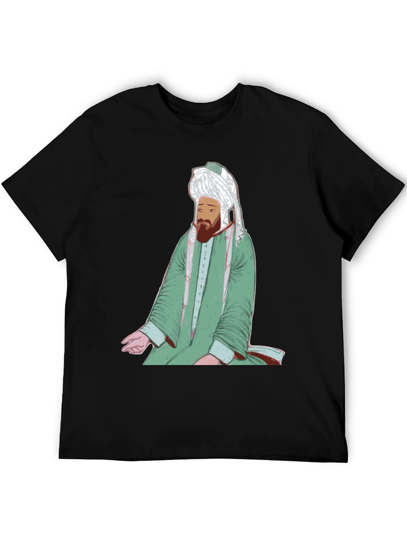 Rumi Portrait Black T-Shirt - Sufi Inspired Design
