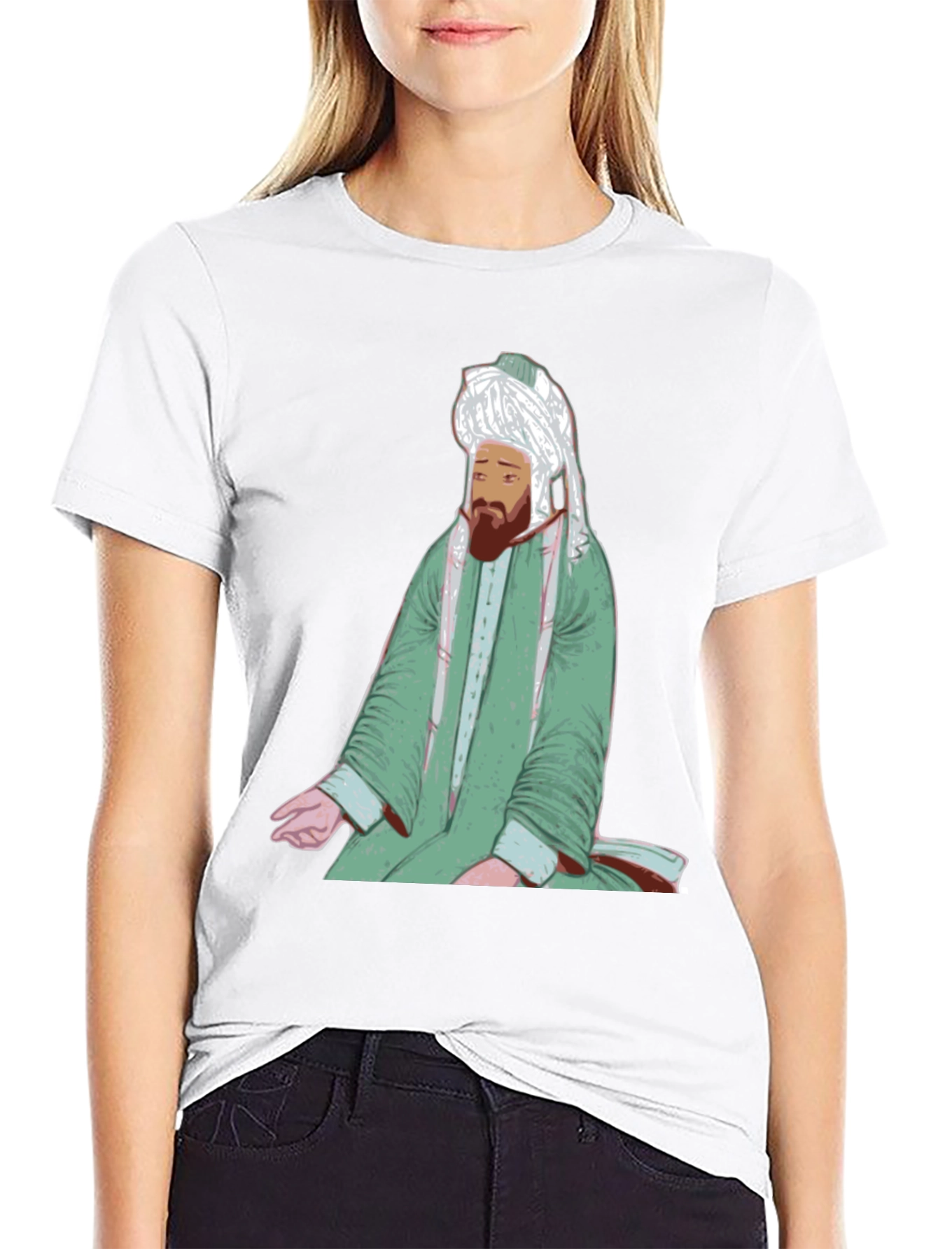 Rumi Portrait Black T-Shirt - Sufi Inspired Design