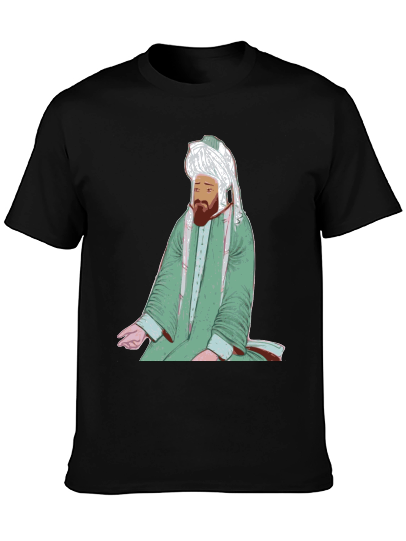 Rumi Portrait Black T-Shirt - Sufi Inspired Design