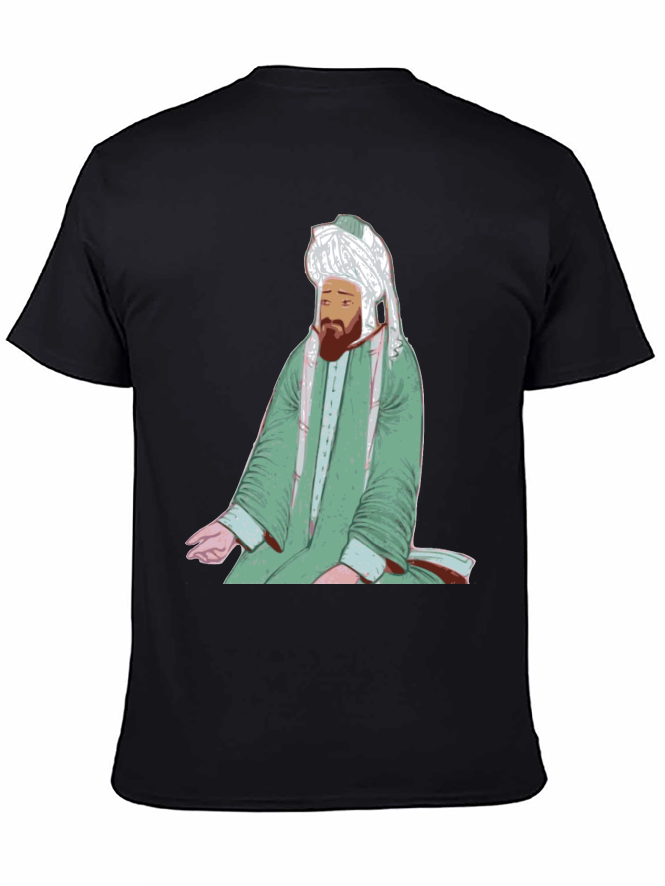Rumi Portrait Black T-Shirt - Sufi Inspired Design