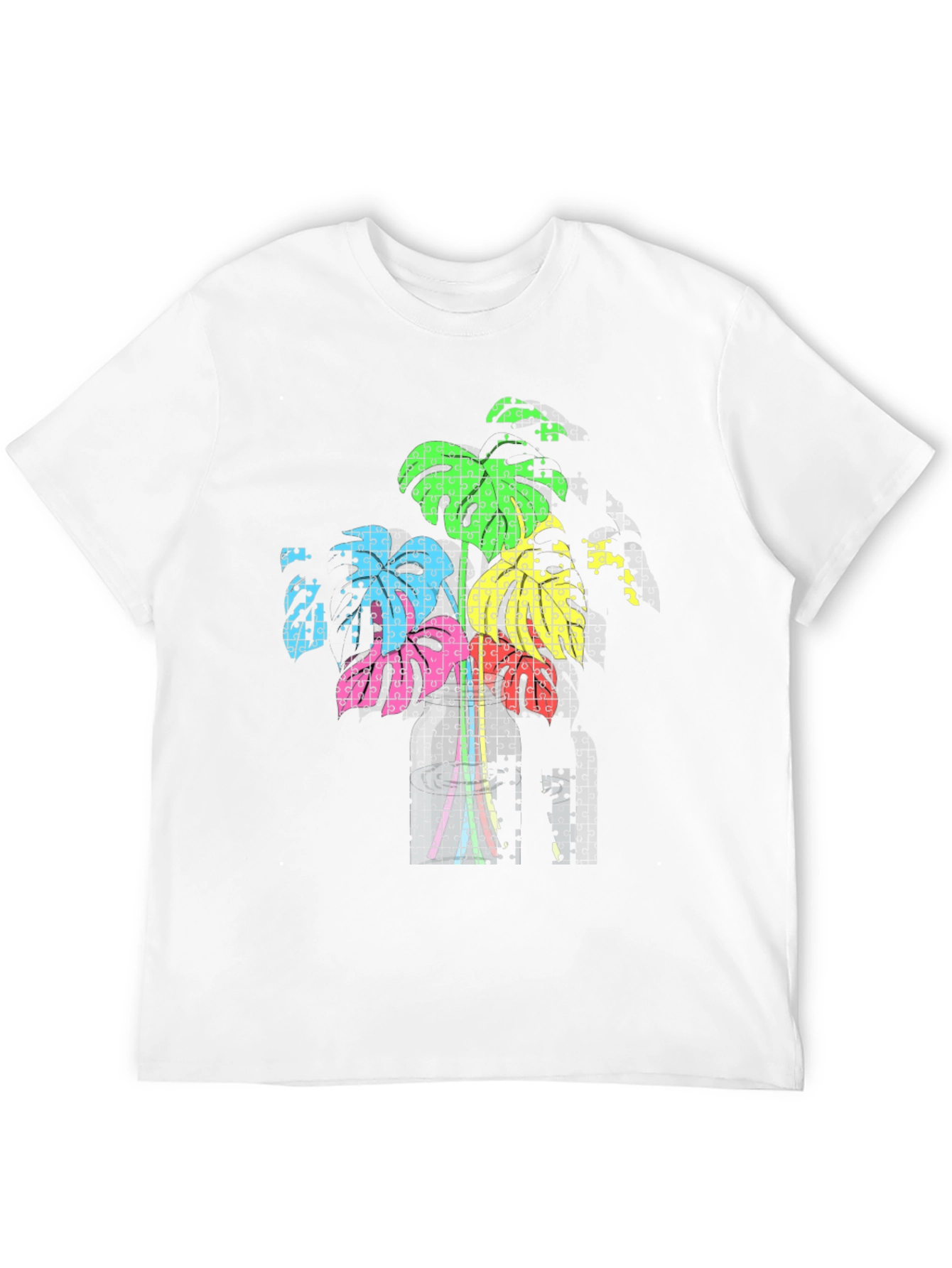 Abstract Puzzle Plant Tee - Stylish Graphic T-Shirt