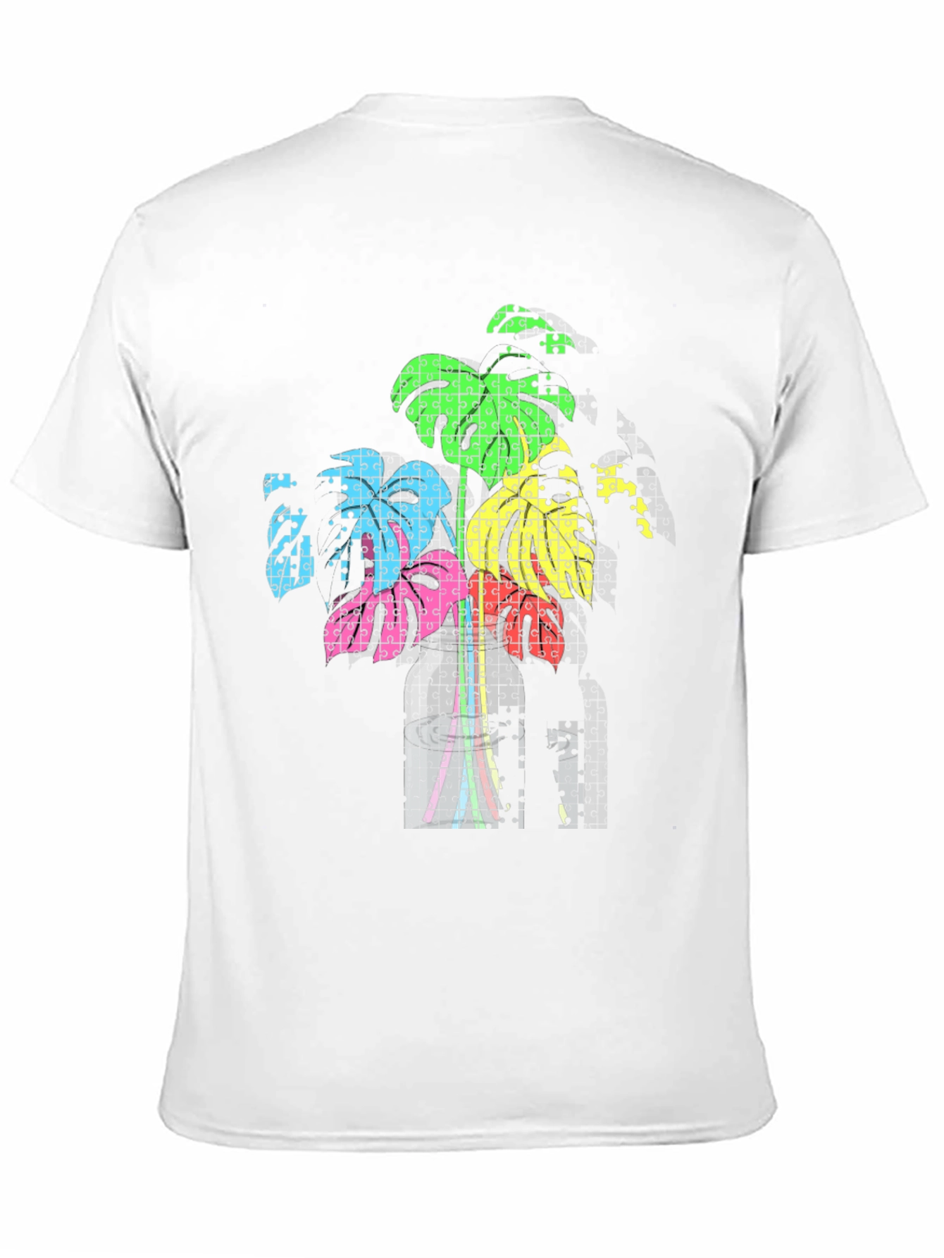 Abstract Puzzle Plant Tee - Stylish Graphic T-Shirt