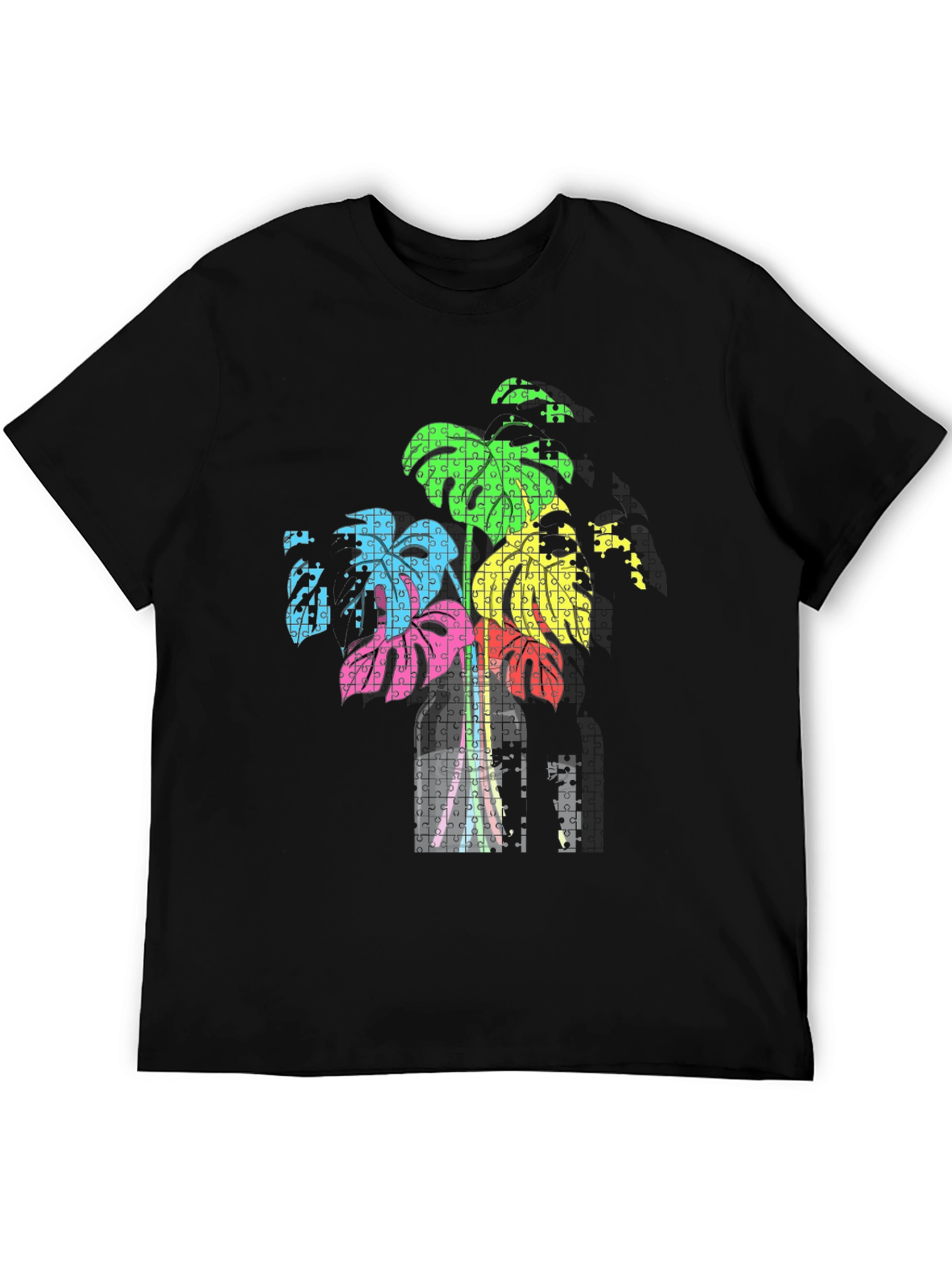 Abstract Puzzle Plant Tee - Stylish Graphic T-Shirt