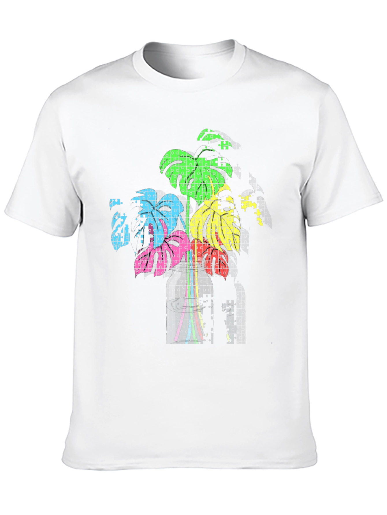 Abstract Puzzle Plant Tee - Stylish Graphic T-Shirt