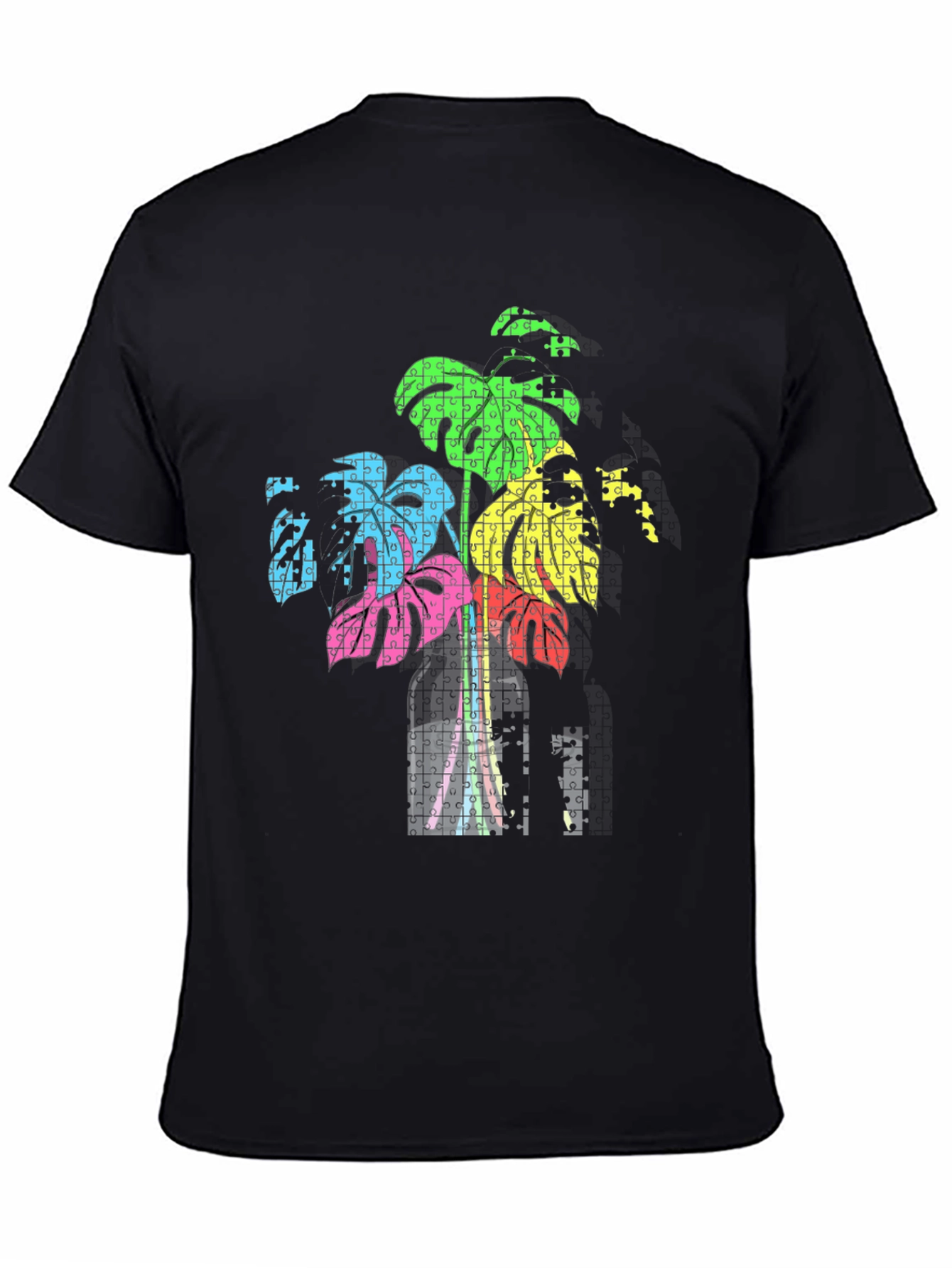 Abstract Puzzle Plant Tee - Stylish Graphic T-Shirt