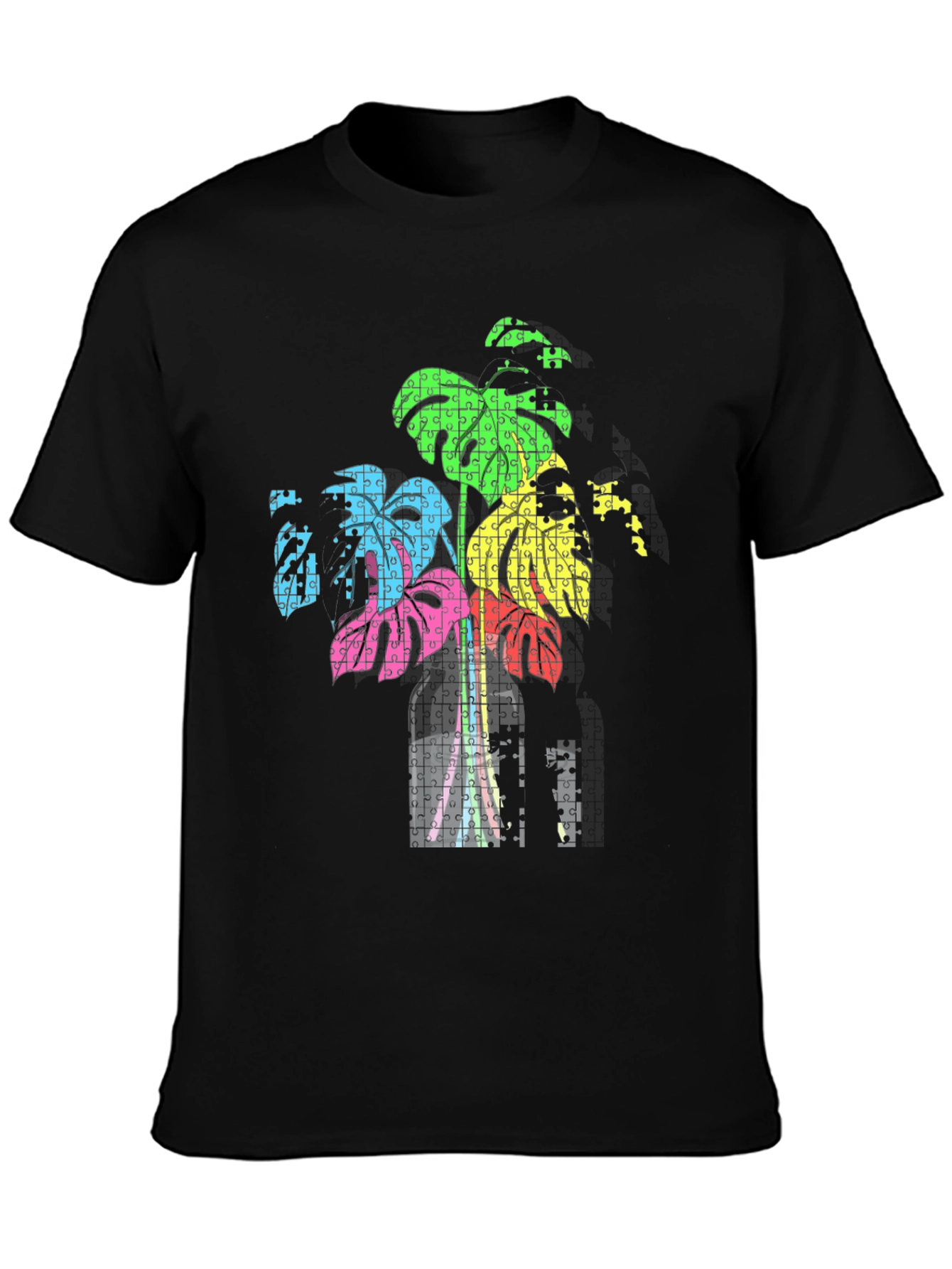 Abstract Puzzle Plant Tee - Stylish Graphic T-Shirt