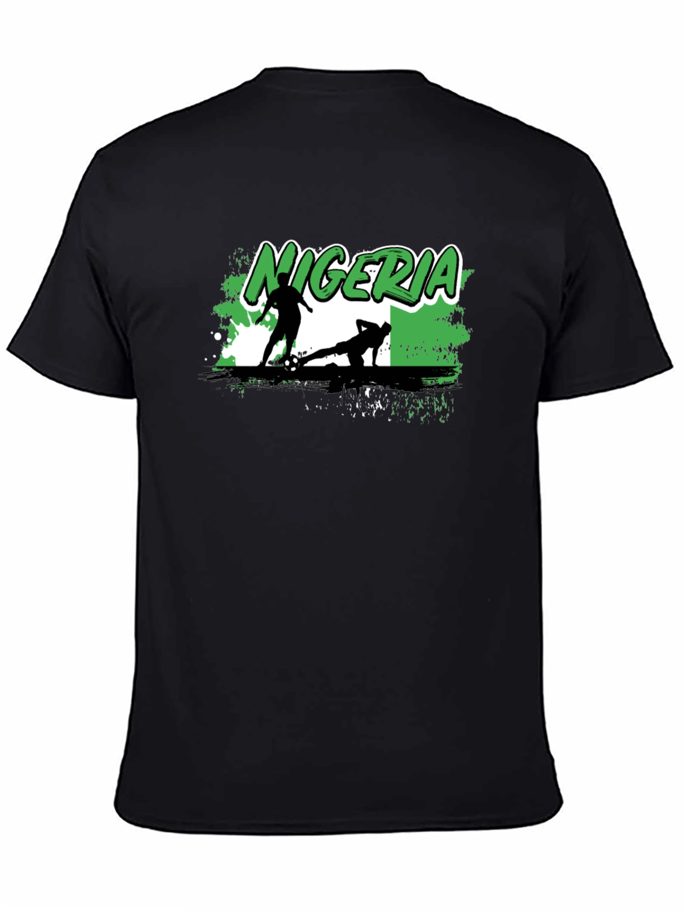 Nigeria Soccer Graphic T-Shirt - Black Cotton Tee